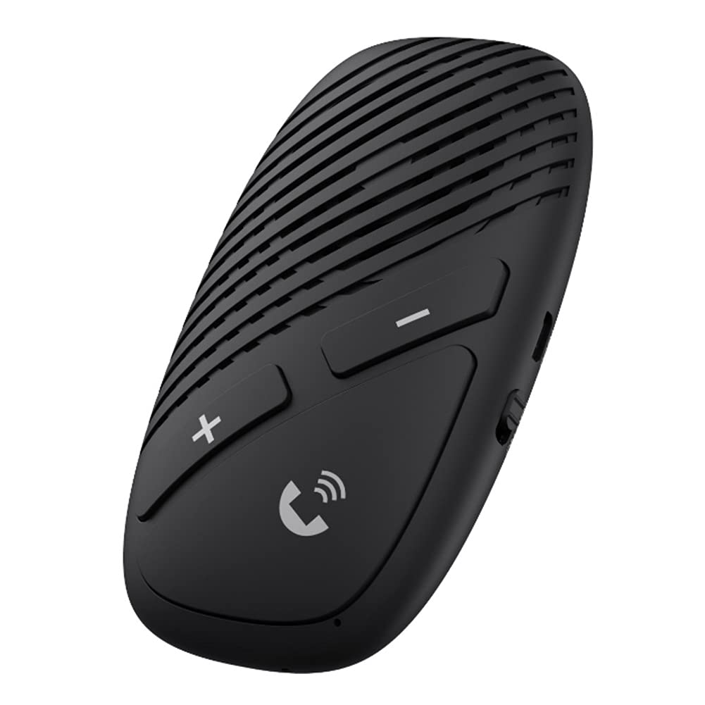 PUSOKEI Bluetooth 5.0 Car Speakerphone with Noise Reduction, 20H Talk Time, 60D Standby, Hands-Free Calling, 4 Language Support, Built-in Speakers for Clear Calls - Perfect for Commuting, Business, and Long Drives