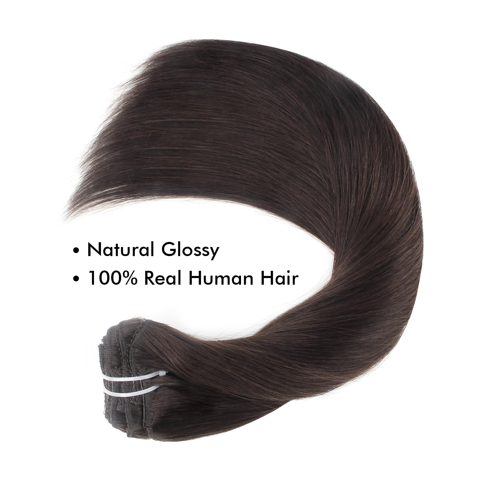 Sixstarhair Clip In Hair Extensions - 16 Inch Dark Brown Remy Human Hair (140g, 7 Pieces) - Silky Straight Real Human Hair Weft for Women - Perfect for Volume Boost, Length Extension & Everyday Styling