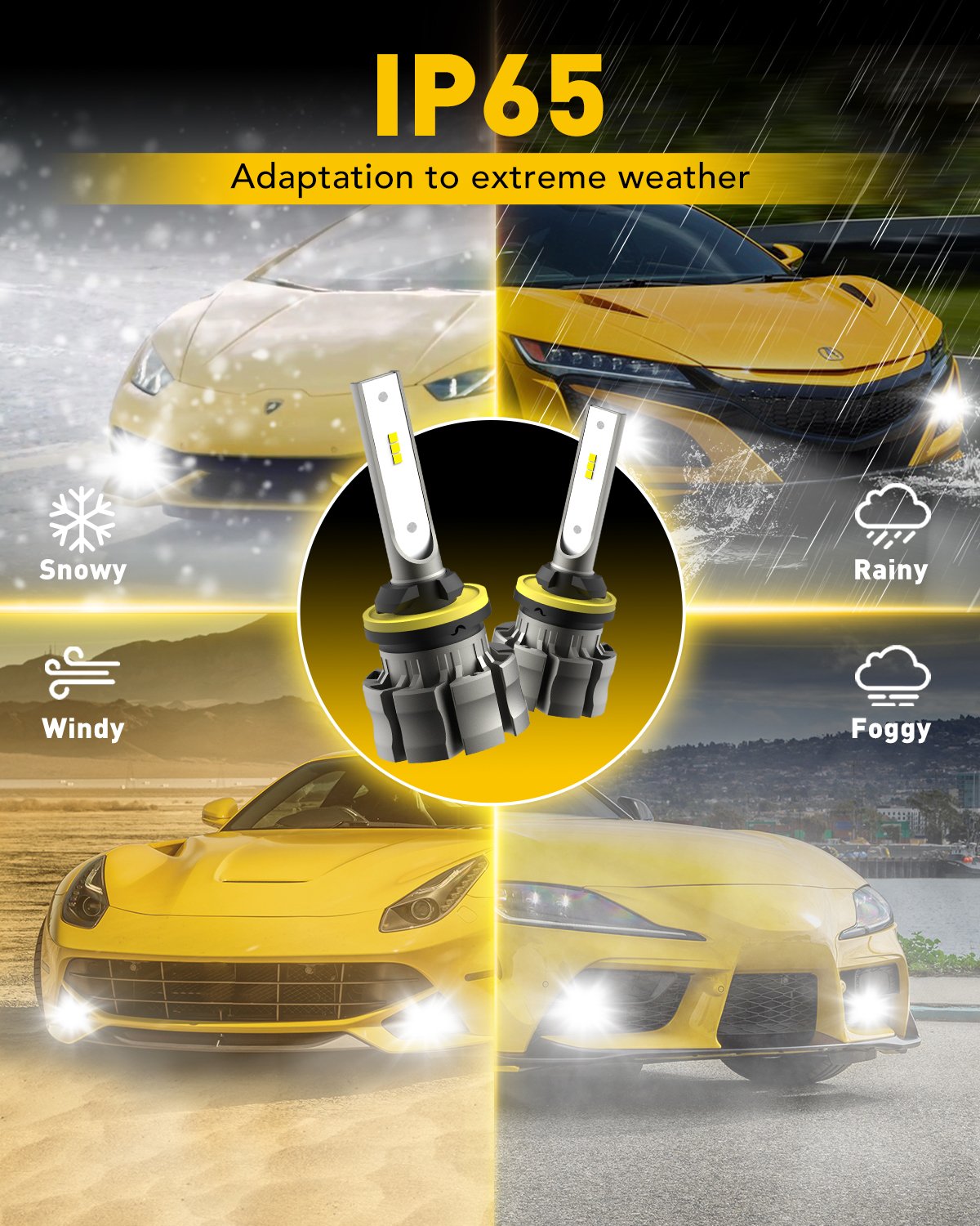 AUXITO 880 LED Fog Light Bulb - 6000 Lumens, 6500K White, 350% Brighter, Fanless Design - Compatible with 885 893 899 - Perfect for Off-Road, Night Driving & Foggy Conditions