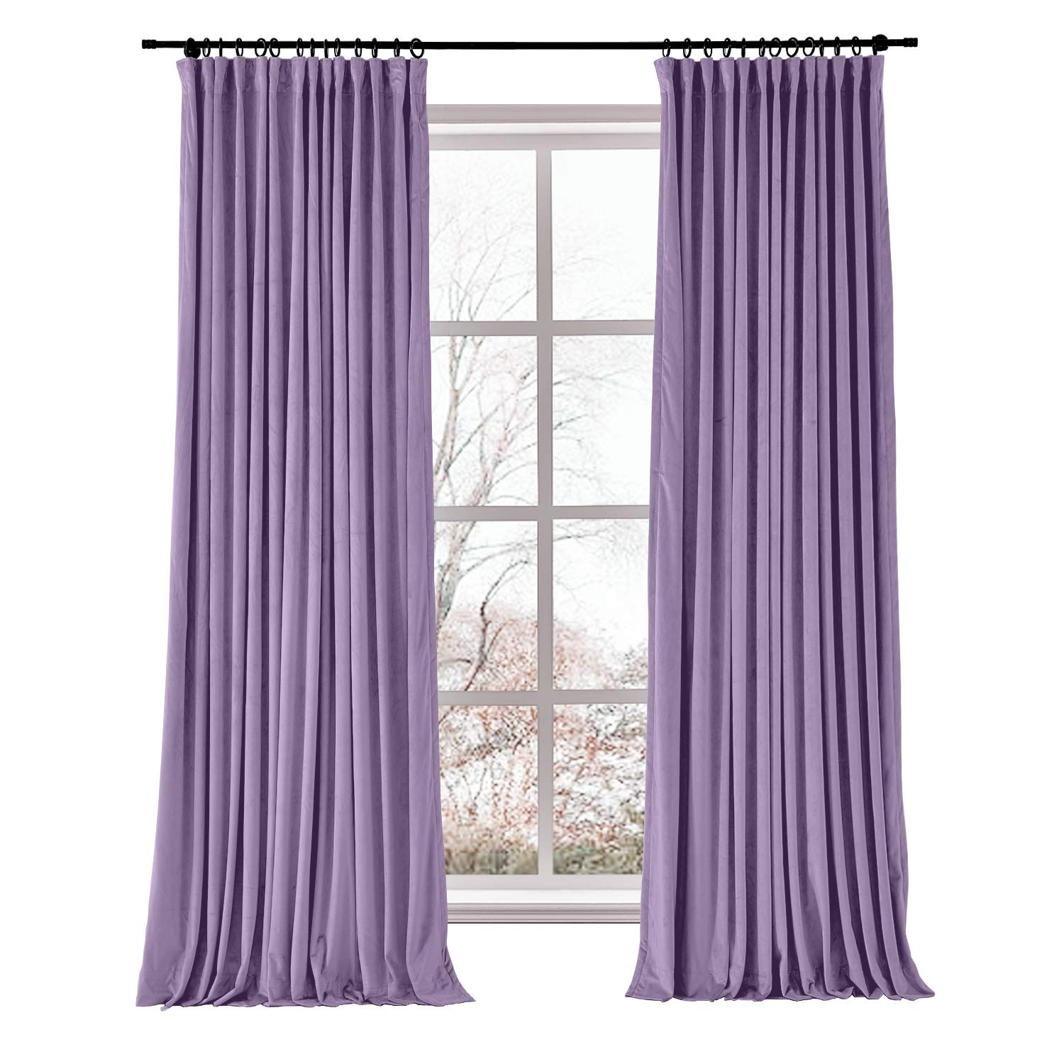 Drapifytex Blackout Velvet Curtains 84x96 Inches - Room Darkening Pleated Tape Panel Drapes for Bedroom & Living Room | Thermal Insulated Window Treatment for Home Decor & Light Blocking