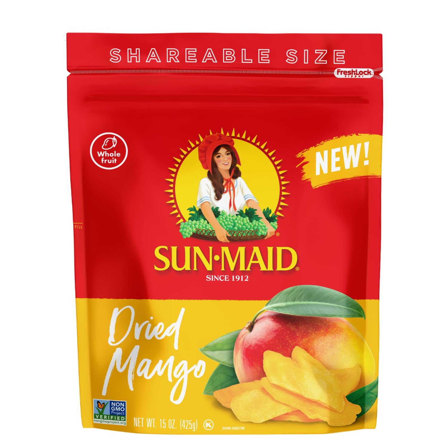 Sun-Maid Dried Mango Slices - 15oz Resealable Bag | Natural Sweet Dried Fruit Snack for Kids & Adults | Perfect for Lunch Boxes, Hiking, Office Snacks & Healthy Desserts (Pack of 1)