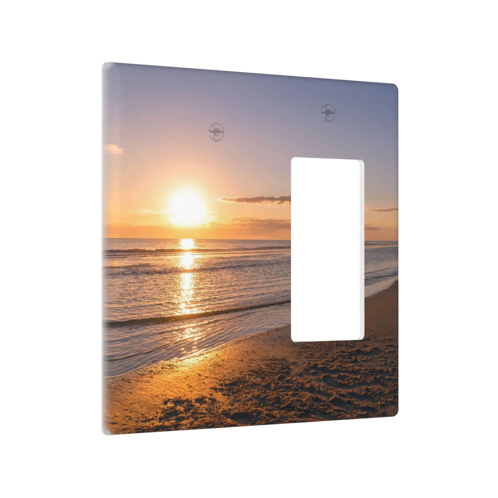 Beach Sunset Wall Plate - Single Blank Rocker 2 Gang Light Switch Cover - Decorative Switch Plate for Bedroom, Kitchen & Farmhouse - Perfect for Coastal, Boho & Rustic Home Decor