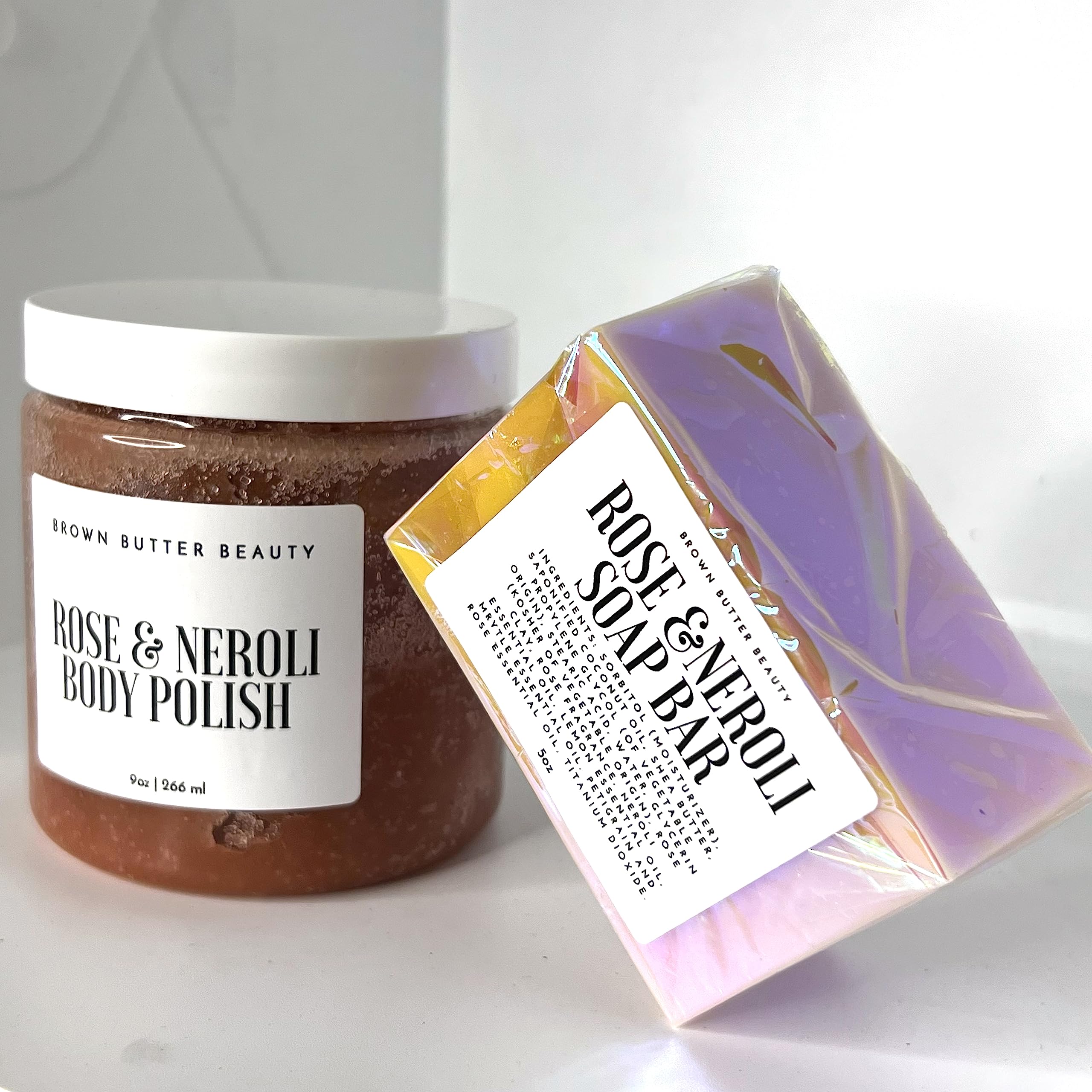 Natural Rose Body Scrub & Soap Bar Set - Relaxing Spa Gift for Women | Birthday, Christmas & Holiday Present | Moisturizing Bath & Body Care for Self-Care & Gifting
