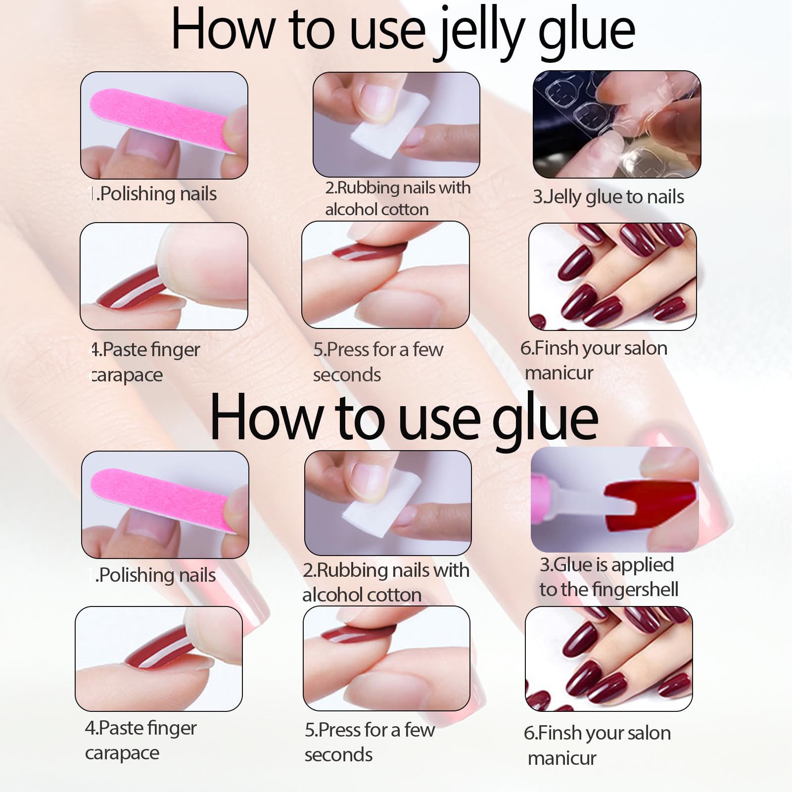 Dark Red Press On Nails Short Square - Glossy Fake Nails with Adhesive | Reusable Soft Gel False Nails for Women | Perfect for Parties, Weddings & Everyday Wear