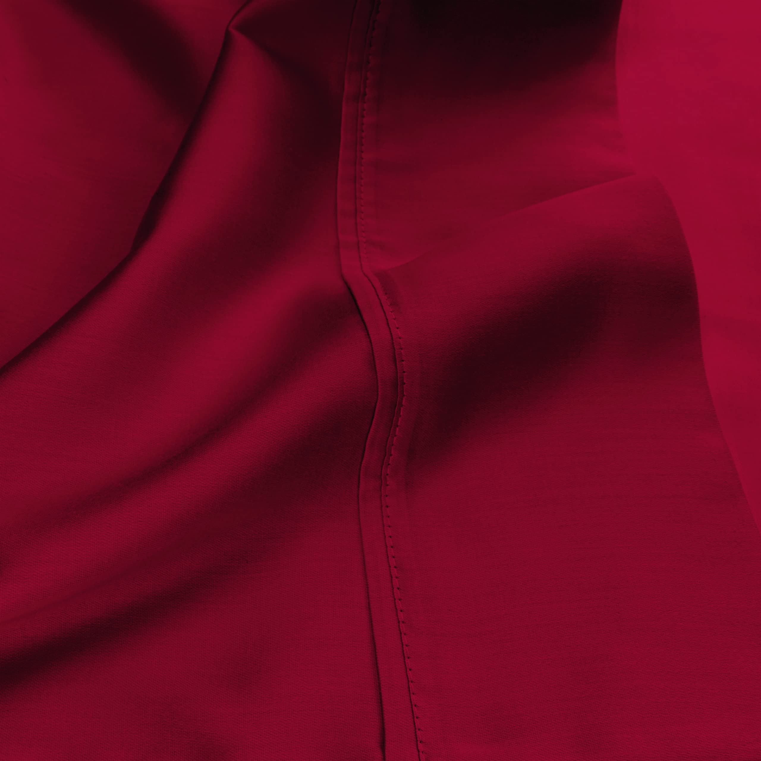 Premium 400 Thread Count Egyptian Cotton Bed Sheet Set - 1 Deep Pocket Fitted Sheet, 1 Flat Sheet & 2 Pillowcases - Ultra Soft Luxury Sateen Weave Bedding - Olympic Queen Size Burgundy - Perfect for Master Bedrooms, Guest Rooms & Luxury Hotels