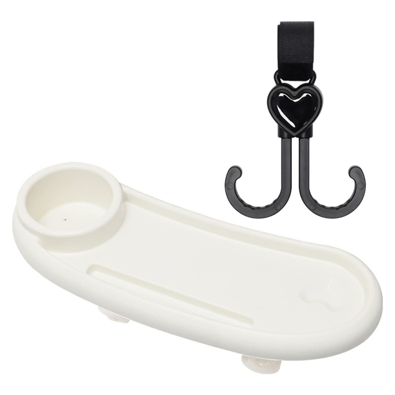 Universal Stroller Tray with Hooks - Snack Tray Attachment with Cup Holder for Baby Strollers - Easy Installation & Durable Design - Perfect for Snacks, Drinks & Toys While Strolling in Park or Shopping
