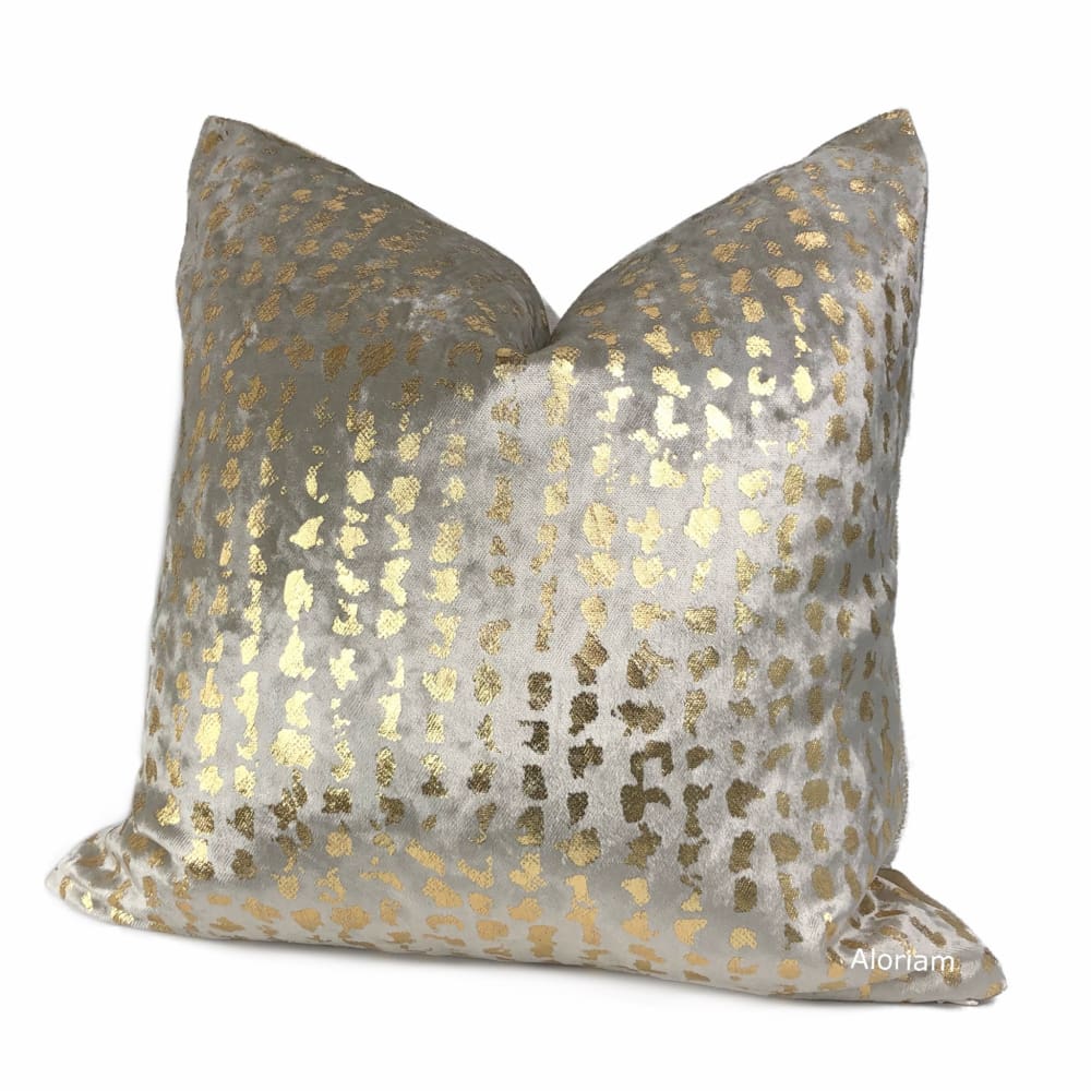 Matteo Champagne & Gold Metallic Leopard Print Pillow Cover - Luxury Home Decor for Living Room, Bedroom & Sofa