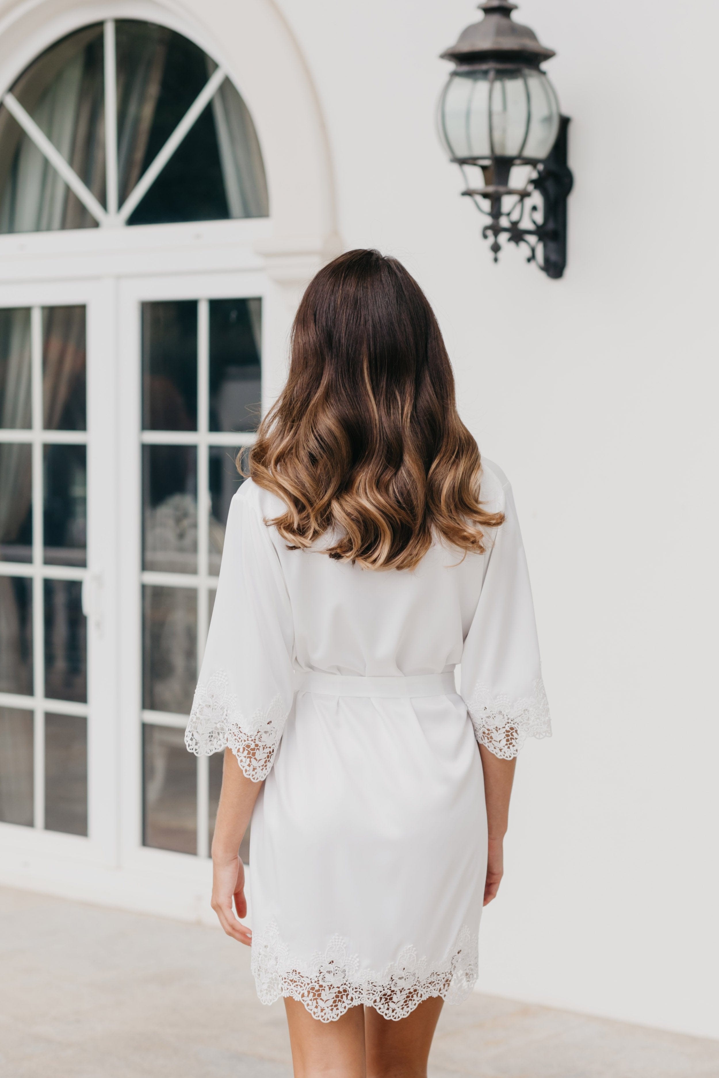 Elegant Chiara Lace Trim Robe - Women's Floral Lace Kimono Bathrobe for Spa, Bridal Shower & Honeymoon - Soft Lightweight Cover Up for Lounge & Beach Wear