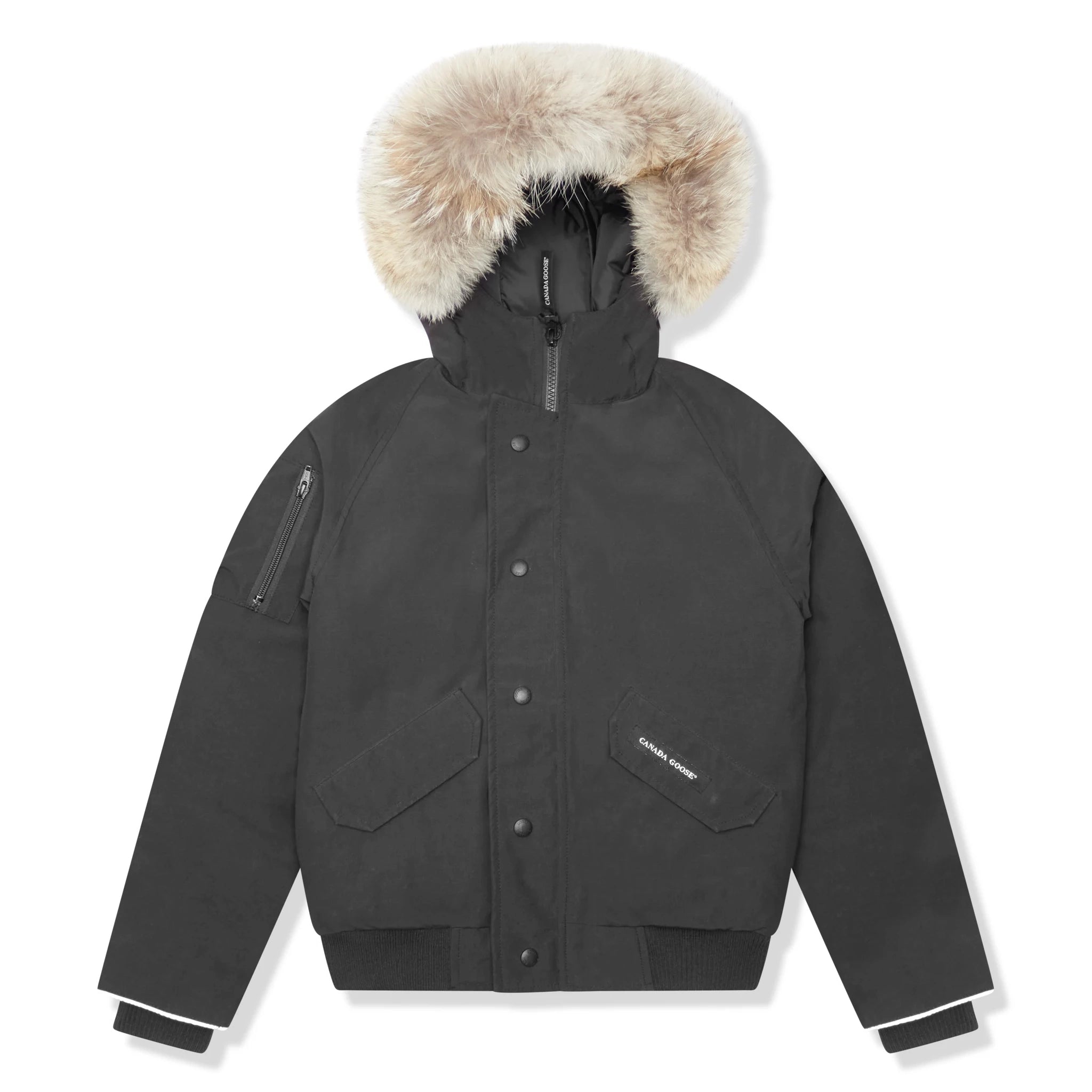 Canada Goose Kids Rundle Fur Trimmed Arctic Tech Bomber Jacket - Premium Preowned Winter Coat for Boys & Girls - Perfect for Snow Play & Cold Weather Adventures