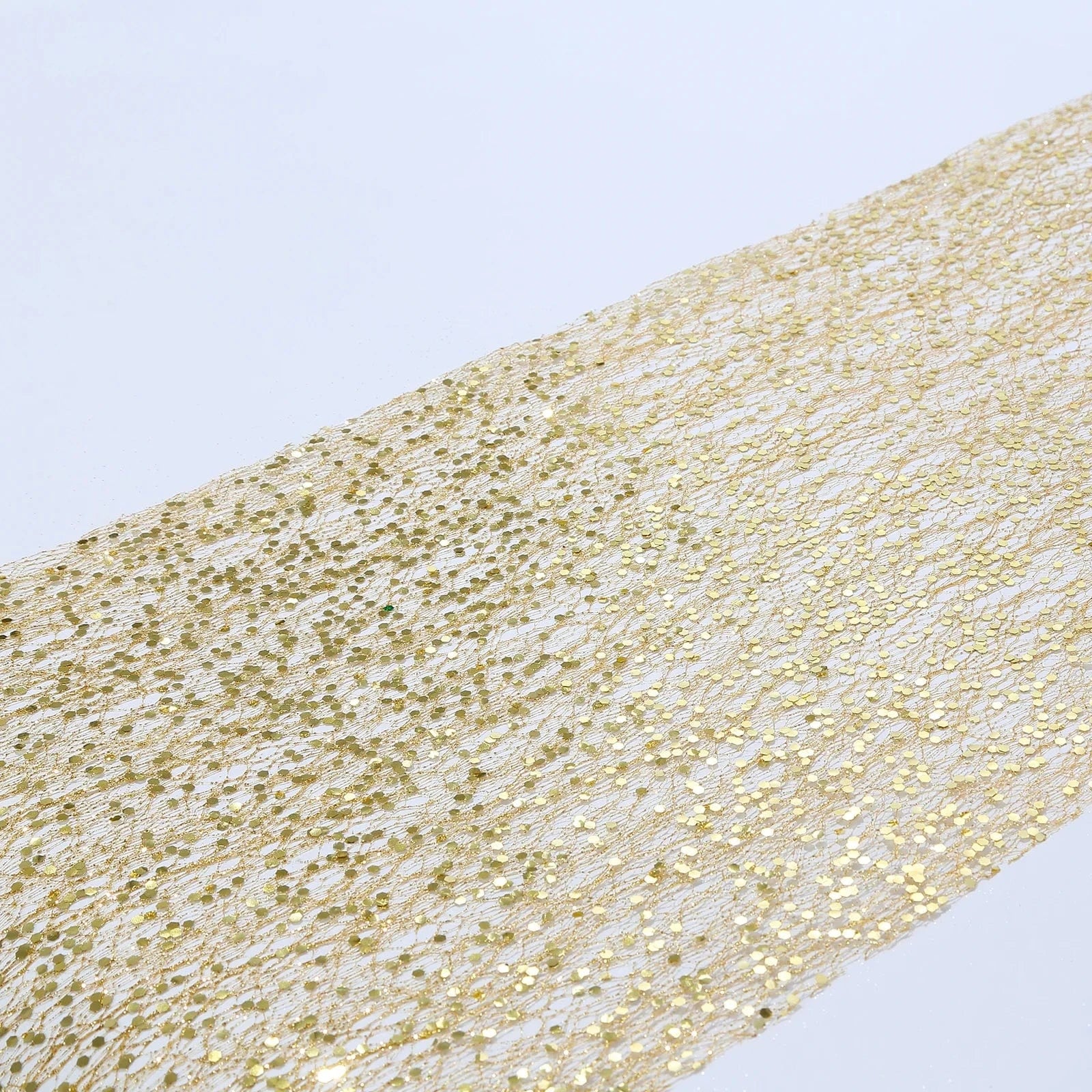 11 x 108 Inch Silver Metallic Sequin Mesh Polyester Table Runner for Wedding, Party, Holiday Dining Decor