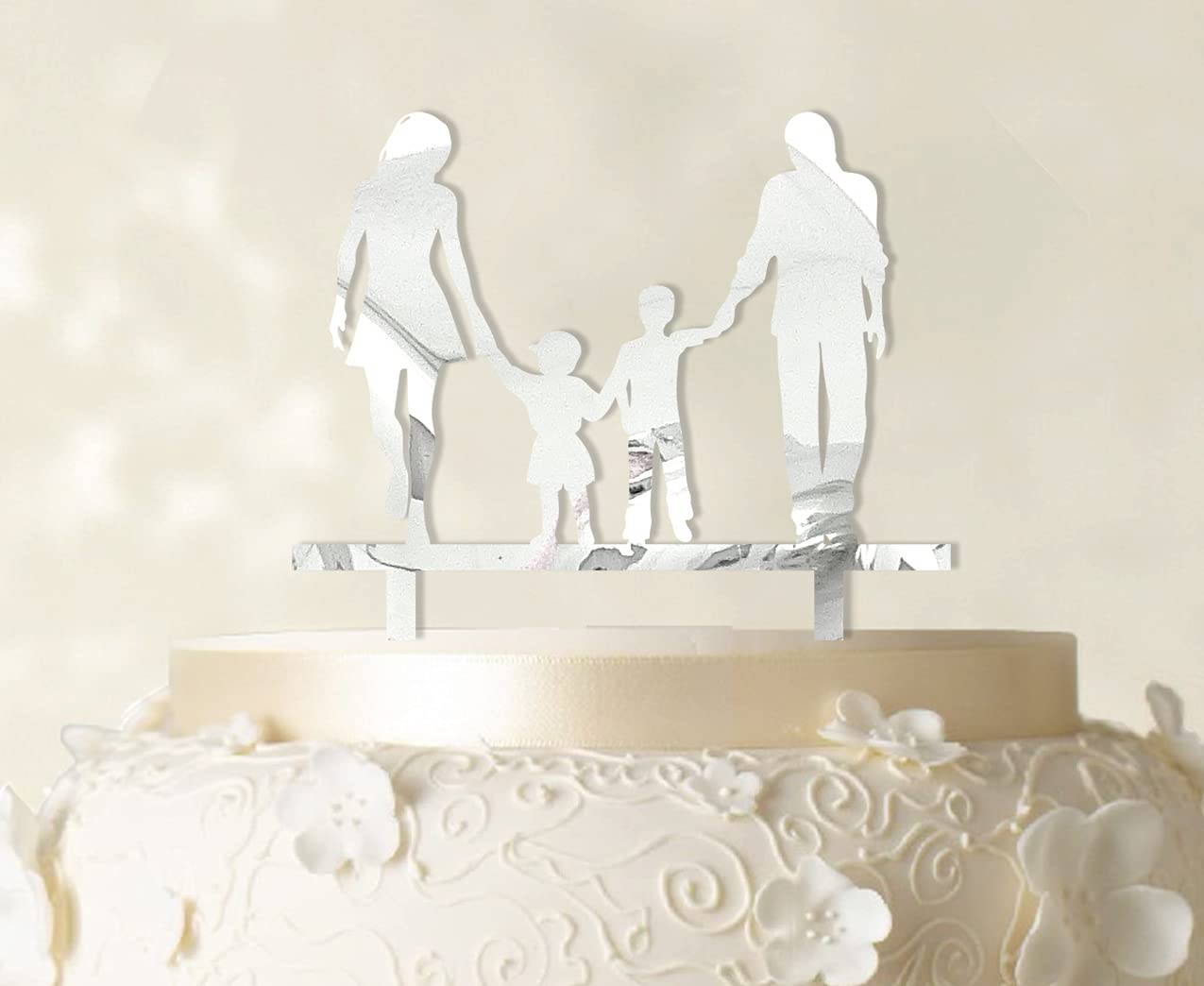 Custom Wedding Cake Topper with Family Silhouette - Personalized Cake Decorations for Weddings, Anniversaries & Special Occasions - 6