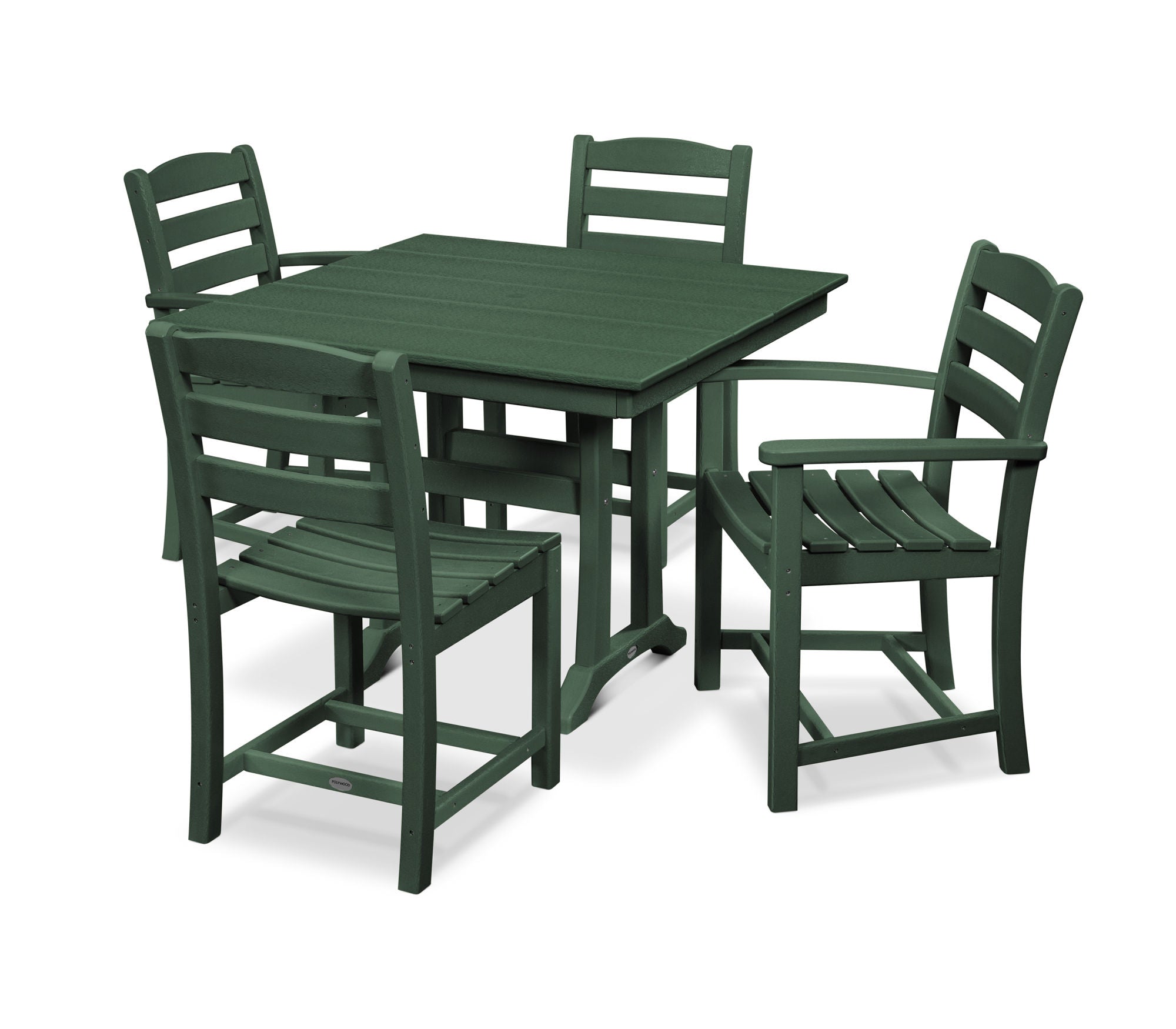POLYWOOD La Casa Café 5-Piece Farmhouse Trestle Dining Set - Outdoor Patio Furniture for Garden, Backyard, and Poolside Dining