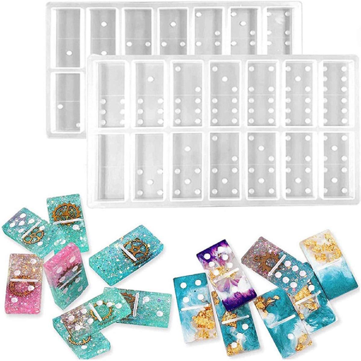 Premium Silicone Domino Resin Molds - 2PCS/Set with 28 Cavities for DIY Epoxy Resin Casting | Perfect for Making Custom Domino Game Pieces, Jewelry Charms & Unique Gifts