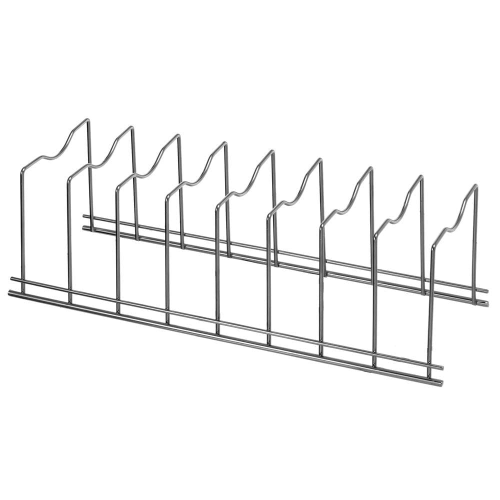 SANNO Stainless Steel Pot Lid Holder & Kitchen Organizer Rack for Plates, Cutting Boards, Bakeware, Cooling Trays - Black Nickel Finish | Space-Saving Storage for Cabinets & Countertops