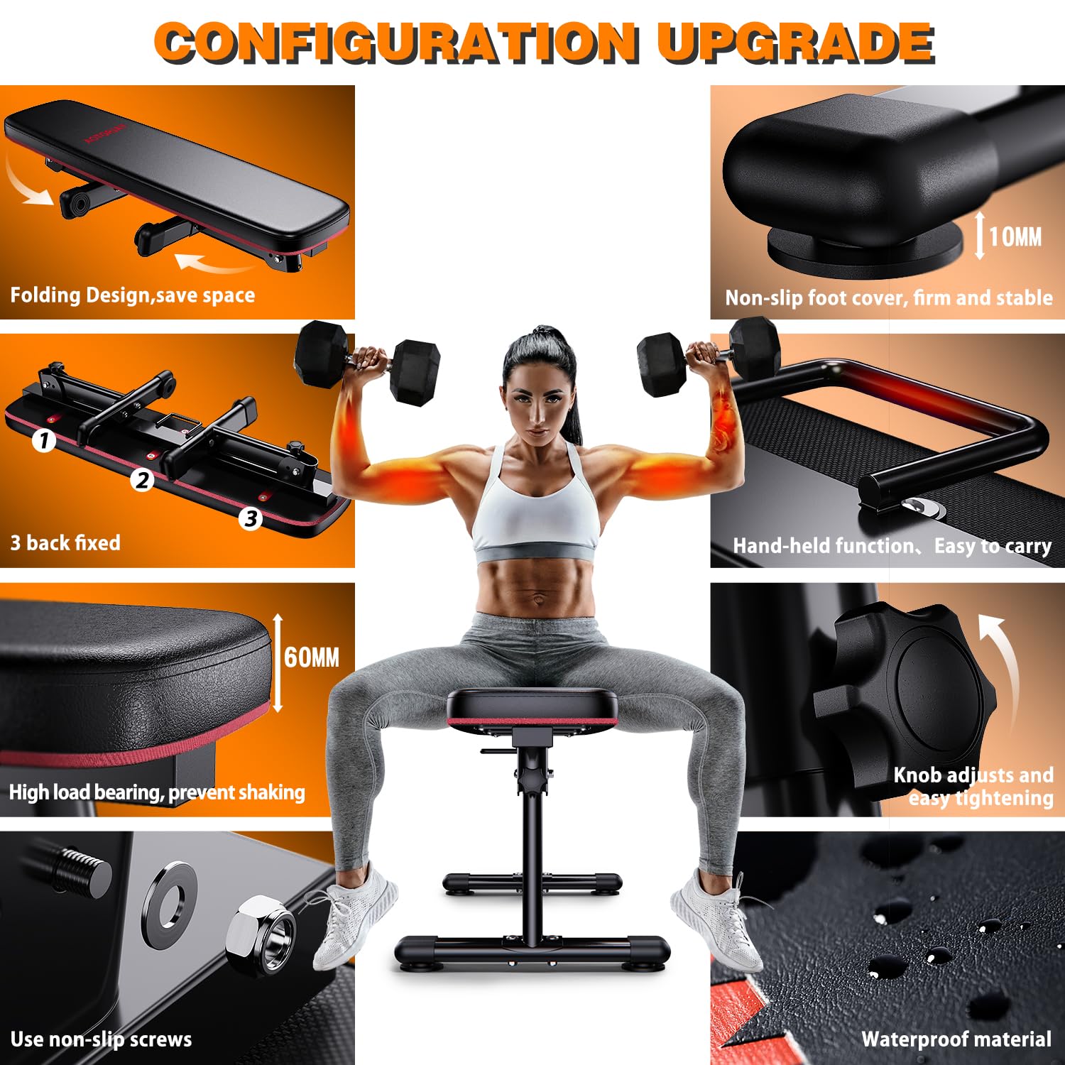 Best Folding Weight Bench for Home Gym - Adjustable Workout Bench with Carrying Handle for Strength Training, Dumbbell Exercises & Full Body Workouts - Perfect for Small Spaces & Home Fitness