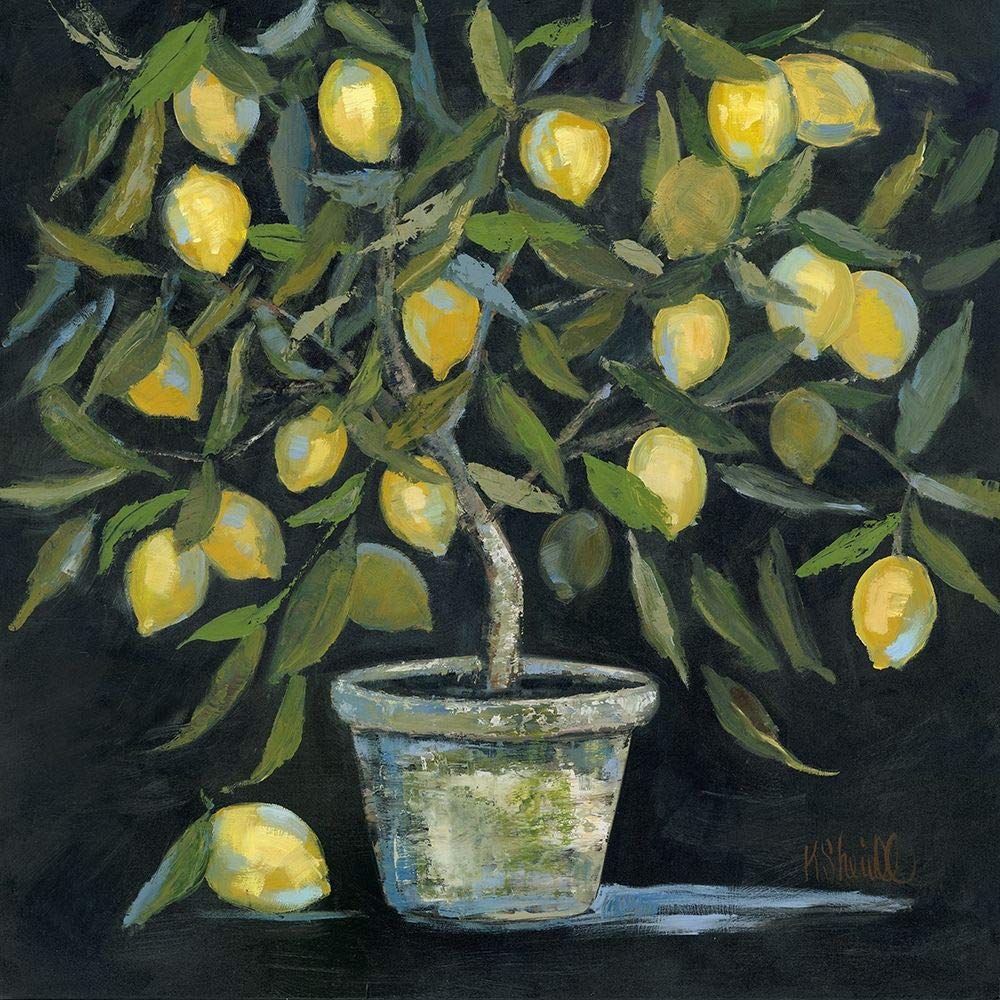 Lemon Tree Art Print by Kate Sherrill - 24x24 Inch Multicolor Wall Decor Poster | Vintage Botanical Illustration for Kitchen, Living Room & Office