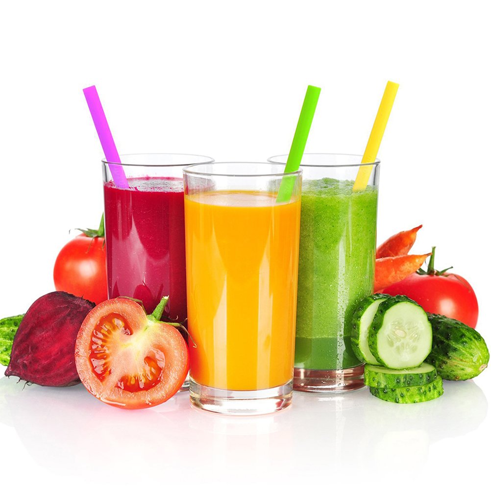 Eco-Friendly Cabilock 6-Pack Silicone Drinking Straws | Reusable Straight Straws for Smoothies, Iced Coffee & Cocktails | BPA-Free Dishwasher Safe