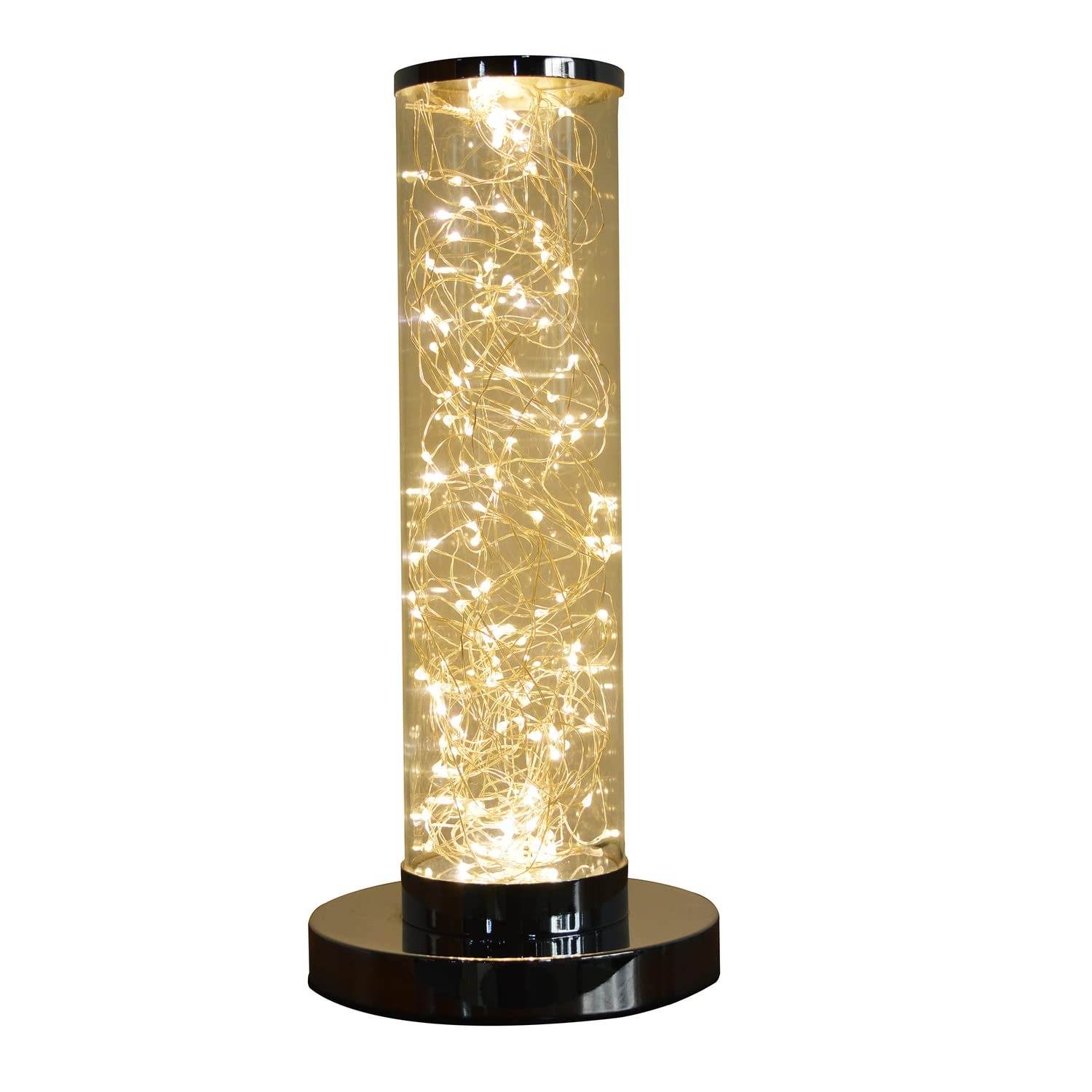 ORE International 13-Inch Exposed Rope LED Clear Column Floor Lamp - Modern Minimalist Lighting for Living Room, Bedroom & Office Decor