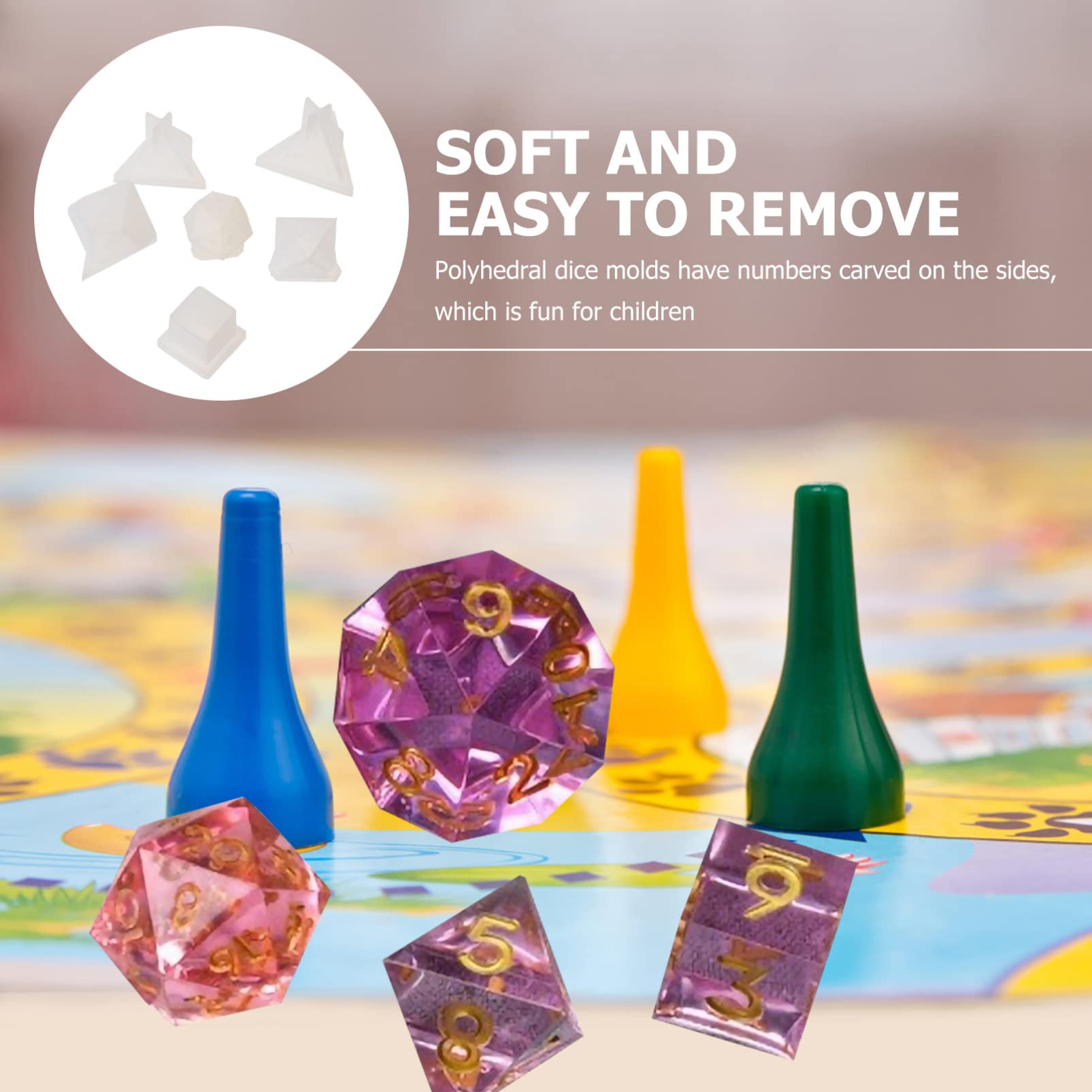Premium Silicone Resin Dice Molds Set - 6 Shapes for DIY Tabletop Games, Standard & Digital Dice Making - Perfect for Family Game Nights, Handmade Crafts & Resin Casting Projects