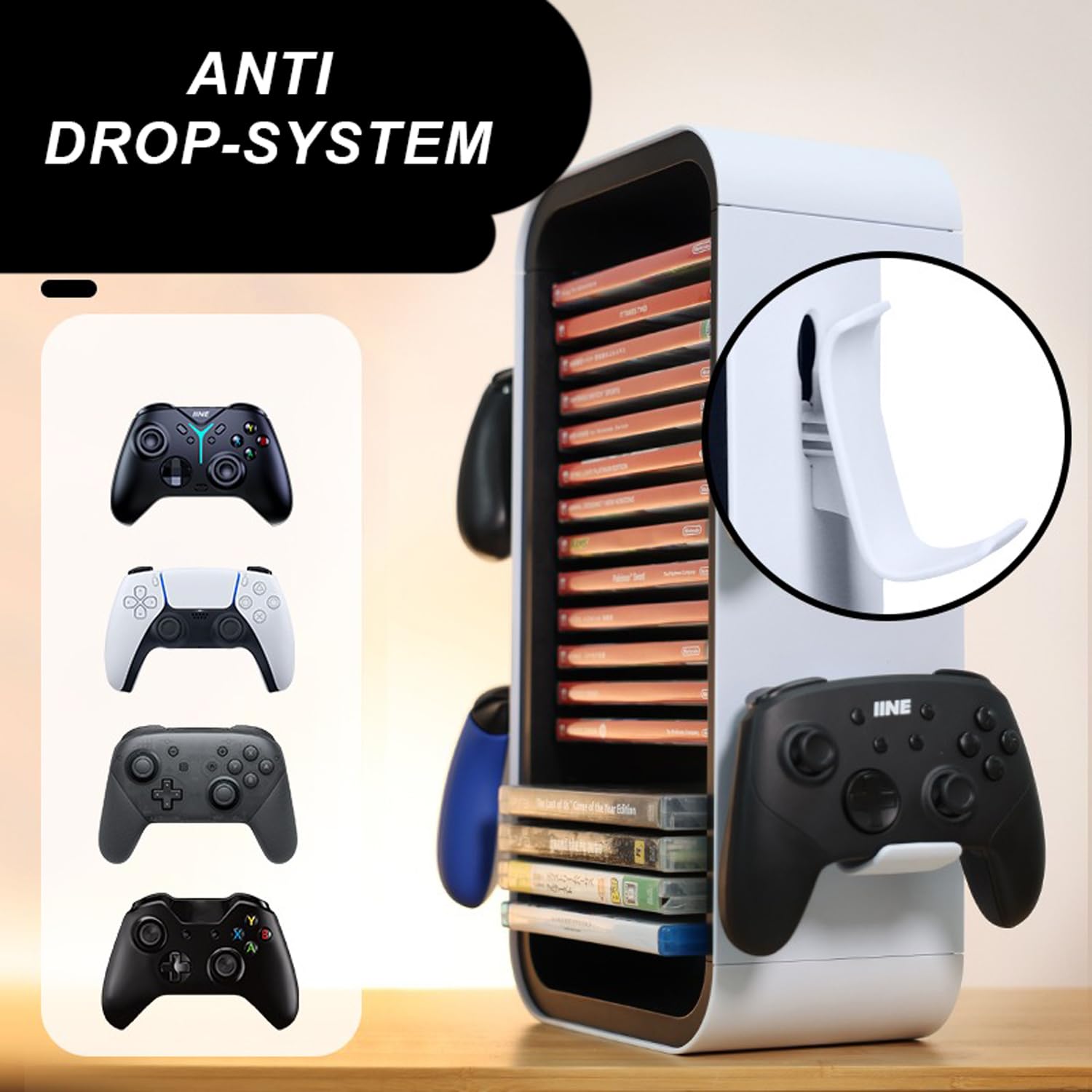 **MatoSan Disc Tower for PS5, PS4, Xbox & Nintendo Switch – 18 Game Storage Holder with Controller Stand – Space-Saving Console Accessories for Gaming Setup & Organized Playstation 5 Game Collection**
