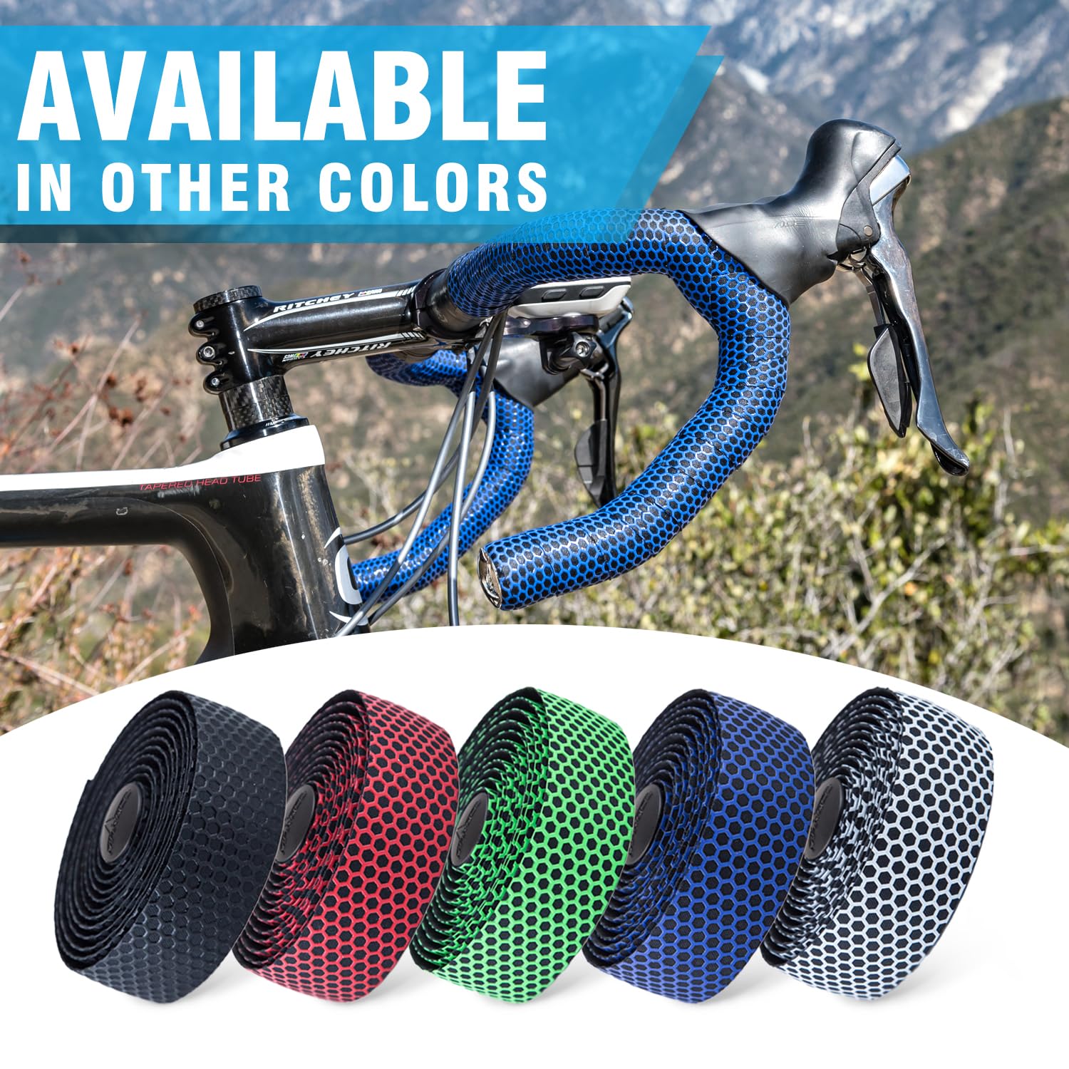 MARQUE Hex Bike Handlebar Tape - Premium Road Cycling Handlebar Grip Tape for Drop Bars, Non-Slip Comfortable Ride - 2 Rolls per Set (Ideal for Long-Distance Cycling & Commuting)