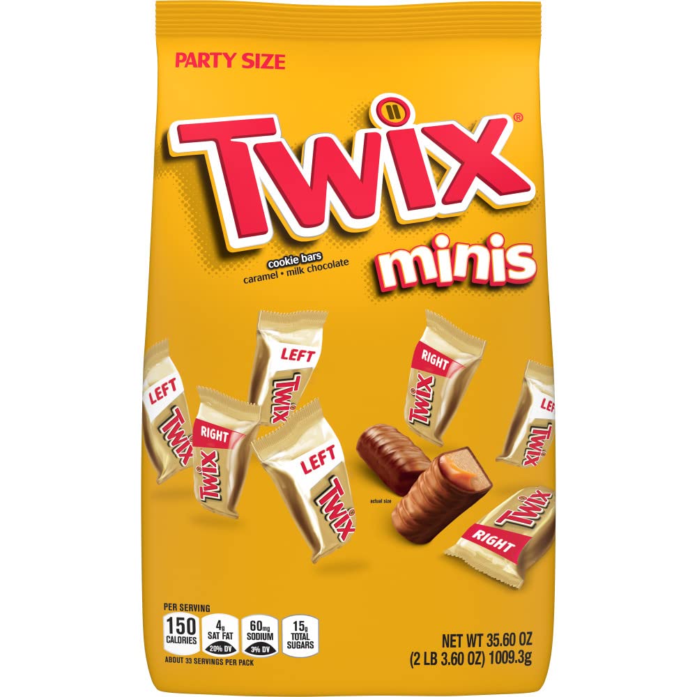 TWIX Chocolate Candy Bars Minis - 35.6 oz Bag (95 Pieces) | Caramel & Cookie Chocolate Bites | Perfect for Halloween, Party Favors & Office Snacks