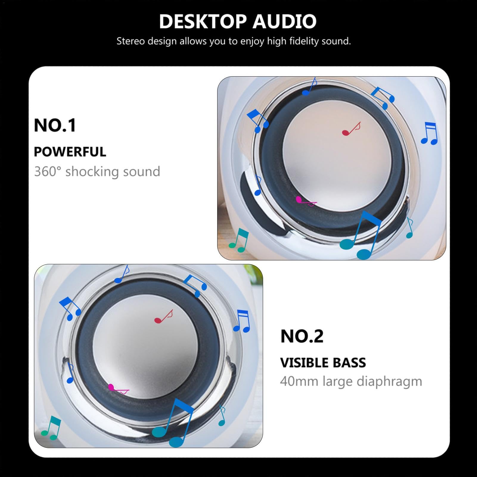 Portable USB Powered Stereo Speaker System - High Quality Desktop & Laptop Speakers with Anti-Interference Technology | Compatible with Smartphones, Tablets, MP3 Players & Computers | Perfect for Home Office, Gaming & Music Listening