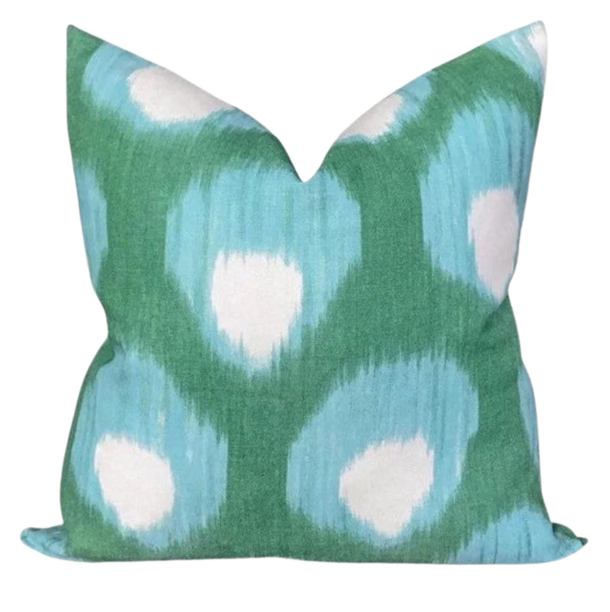 Peter Dunham OUTDOOR Pillow Cover - Blue & Green Bukhara Pattern - Waterproof & UV Resistant for Patio, Poolside & Garden Decor