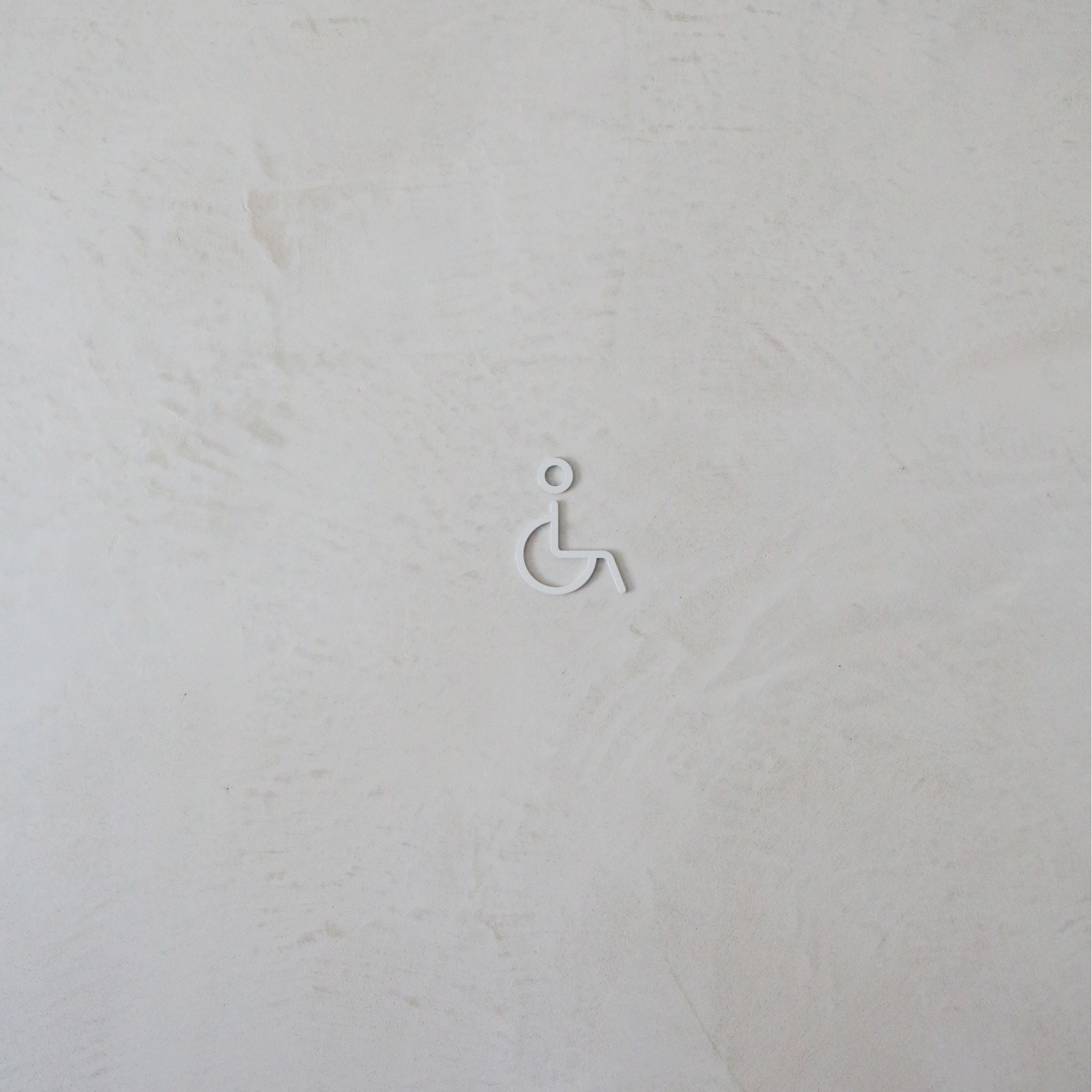 DESIGNSTUFF ADA Compliant Restroom Sign - White Plastic Accessibility Sign for Bathroom, Toilet, and Public Facilities