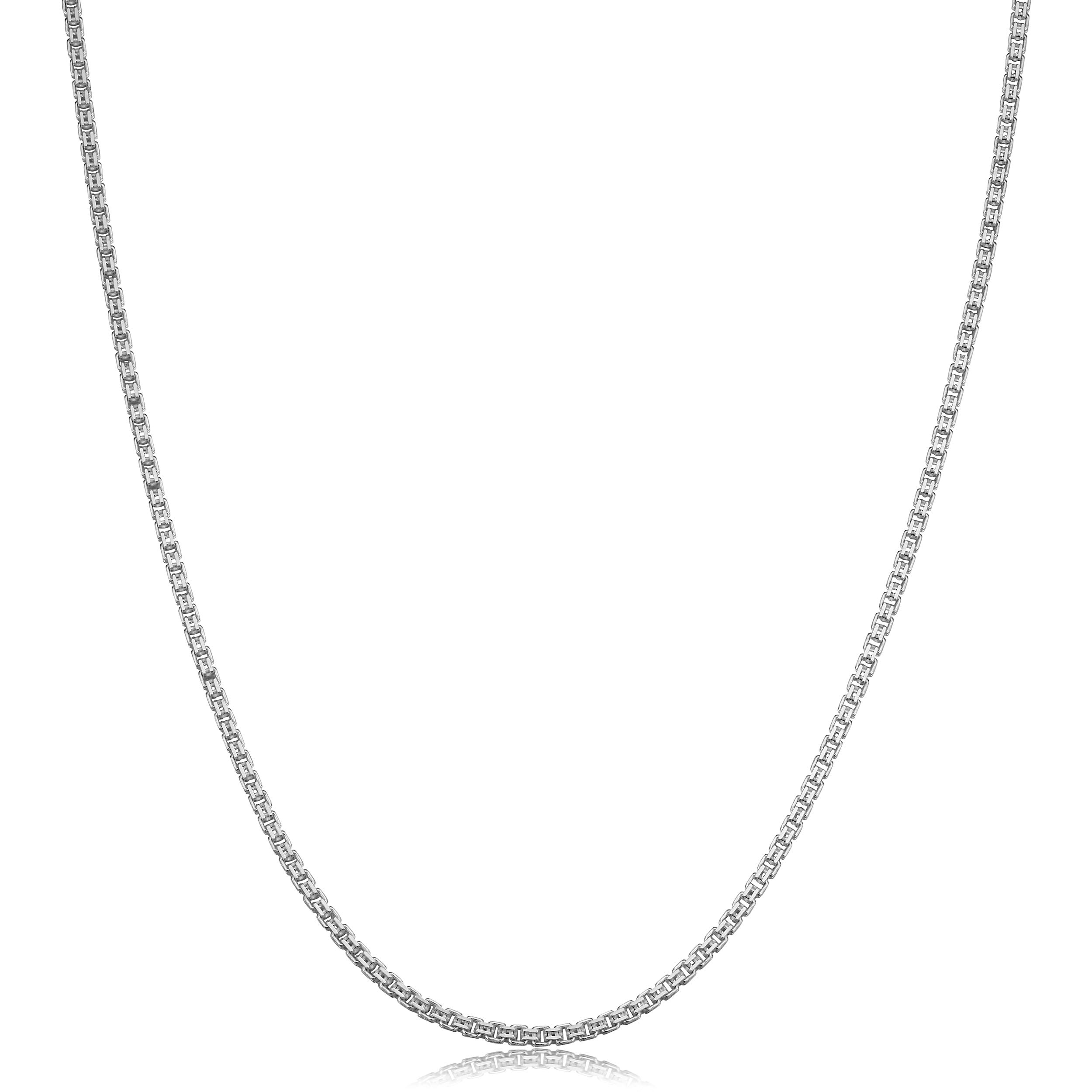 Kooljewelry 925 Sterling Silver 1.8mm Diamond-Cut Round Box Chain Necklace for Women - Perfect for Layering, Gift Giving & Everyday Wear