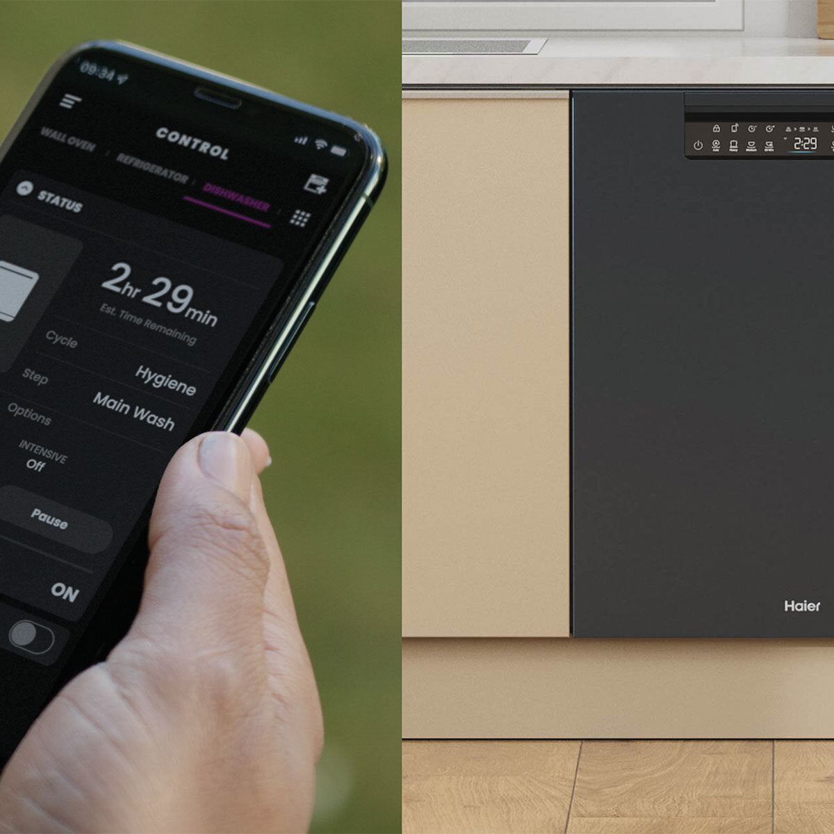 Haier HDW15U3B1 600 Series Built-In Dishwasher with Steam Function - Black Stainless Steel | Energy Efficient for Small Kitchens & Apartments