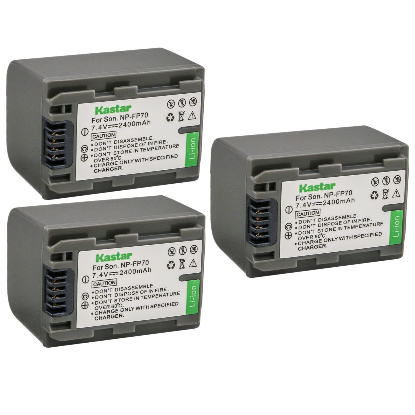 Kastar 3-Pack NP-FP70 NP-FP71 Replacement Battery for Sony DCR-HC Series Camcorders - Compatible with HC16, HC18, HC19, HC20, HC21, HC22, HC23, HC24, HC26, HC28, HC30, HC32 - Perfect for Travel, Vlogging & Home Video Recording