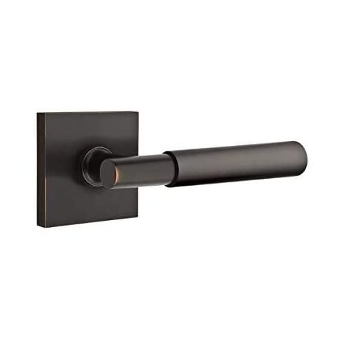 Emtek Passage Set with CF Mechanism - Square Rosette & Myles Lever in Oil Rubbed Bronze Finish for Interior Doors & Home Security