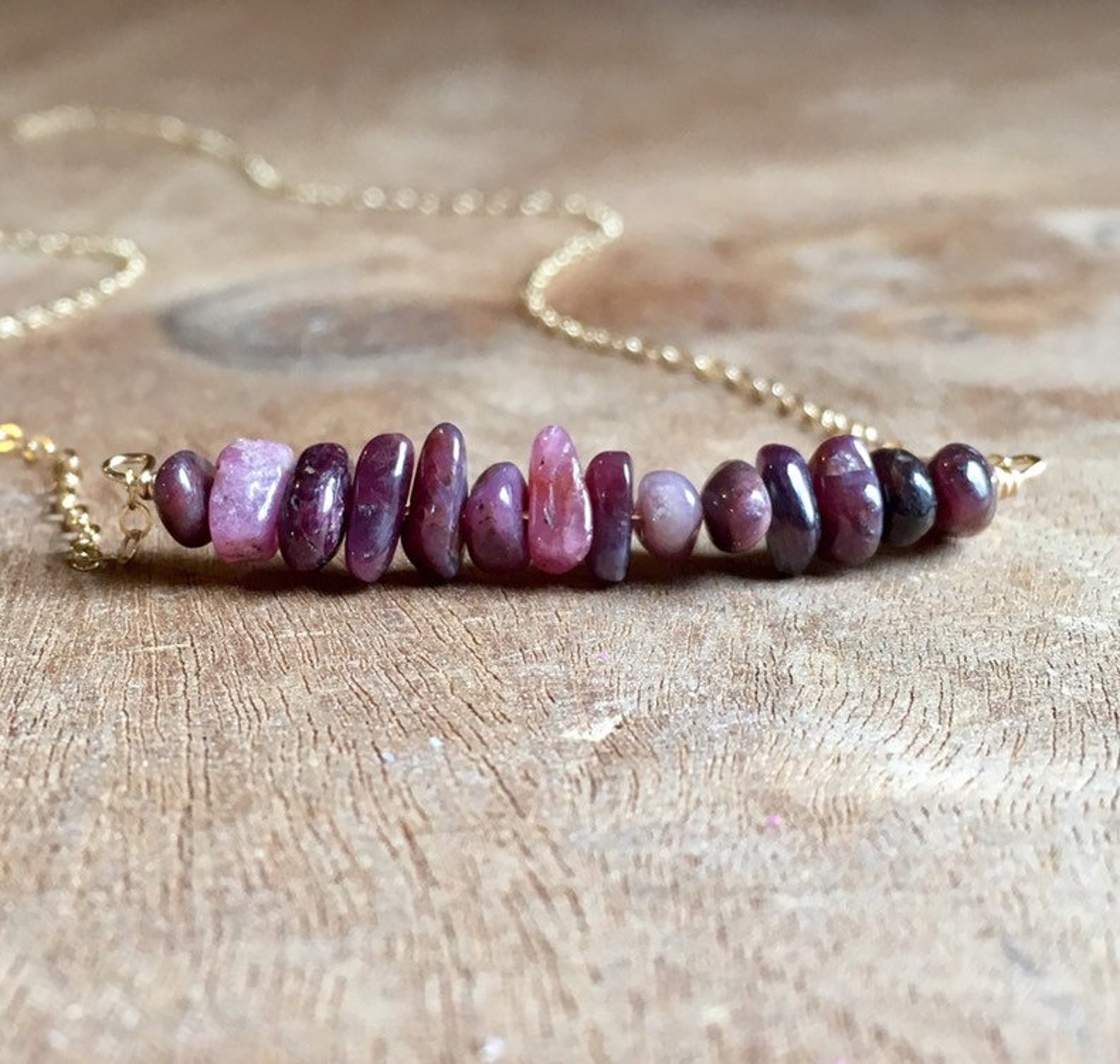 Raw Ruby Bar Gemstone Necklace - July Birthstone Jewelry for Women, Natural Ruby Pendant for Birthday Gifts & Special Occasions | Perfect for Weddings, Anniversaries & Everyday Elegance