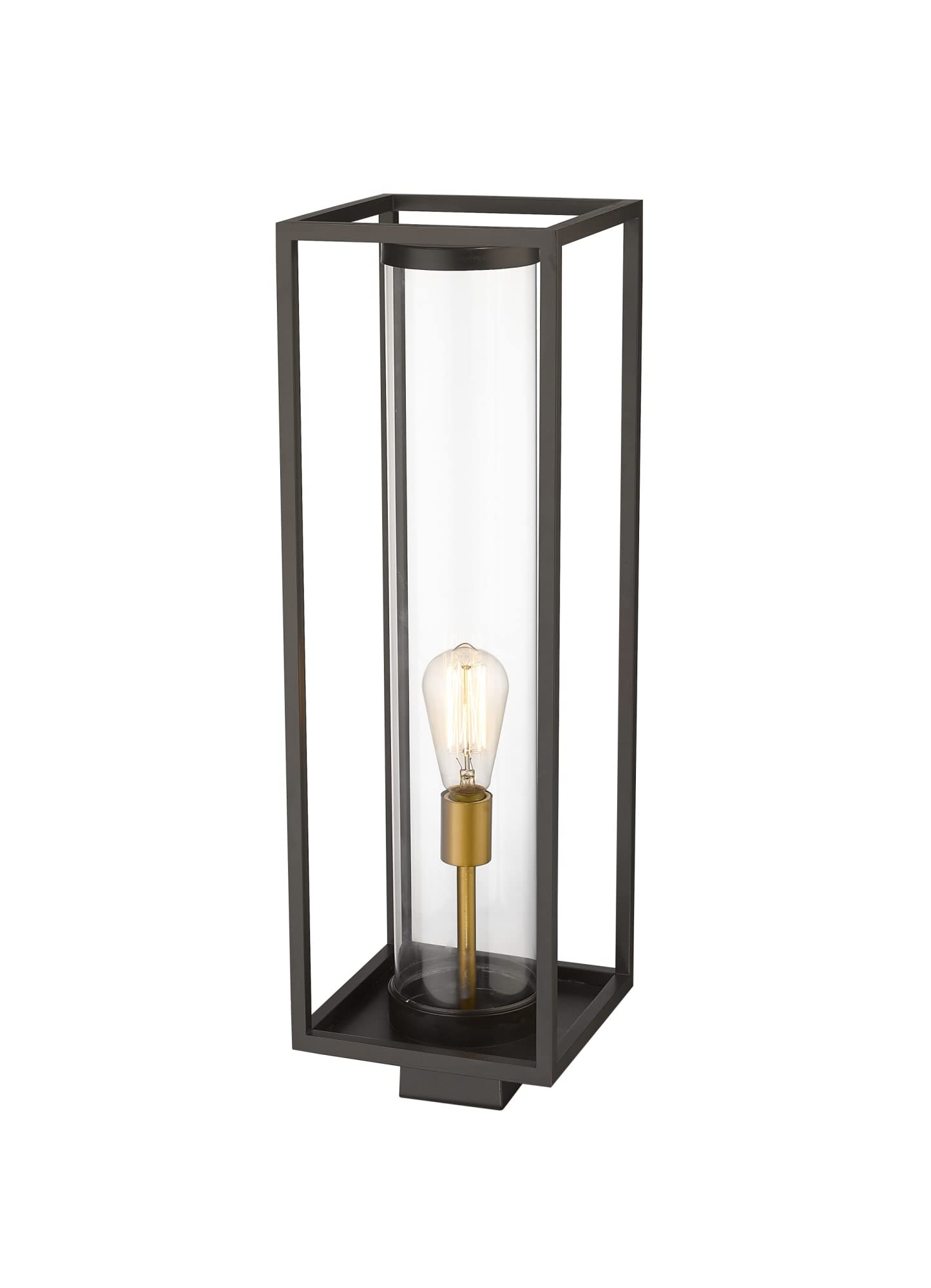 Z-Lite 584PHBS-DBZ-OBS 1-Light Outdoor Post Mount Light Fixture in Brass Finish - Perfect for Porch, Garden, and Pathway Lighting