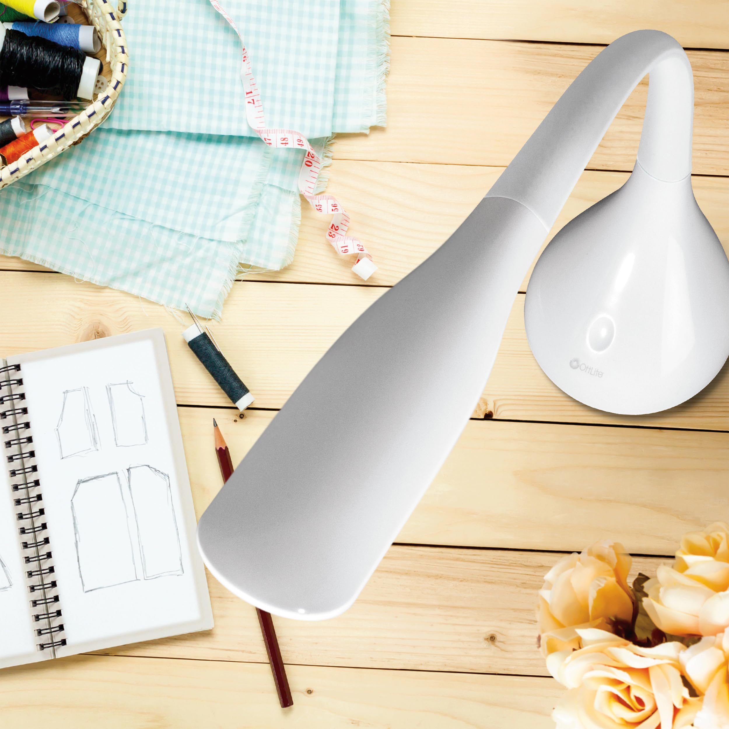 OttLite Creative Curves LED Desk Lamp with Adjustable Neck - Dimmable 4 Brightness Settings, Energy Efficient Natural Daylight LEDs for Home Office, Computer Desk, Dorms | Perfect for Reading, Studying & Night Work