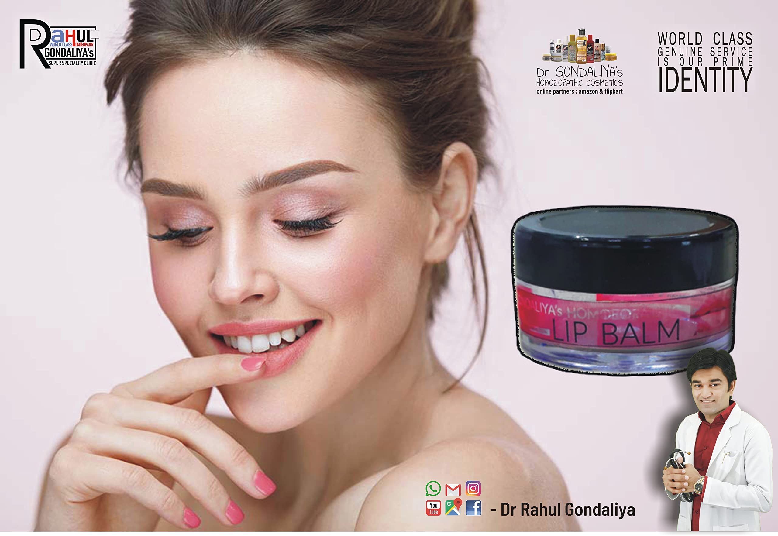 Dr. Gondaliya's Natural Lip Balm (25g) - Moisturizing & Healing for Dry, Chapped Lips - Perfect for Winter, Travel & Daily Hydration