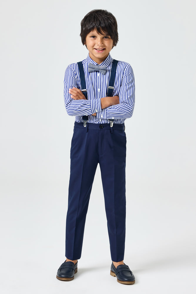 Roy Tailored Shirt | Navy & White Striped Men's Dress Shirt | Perfect for Office Wear & Formal Occasions