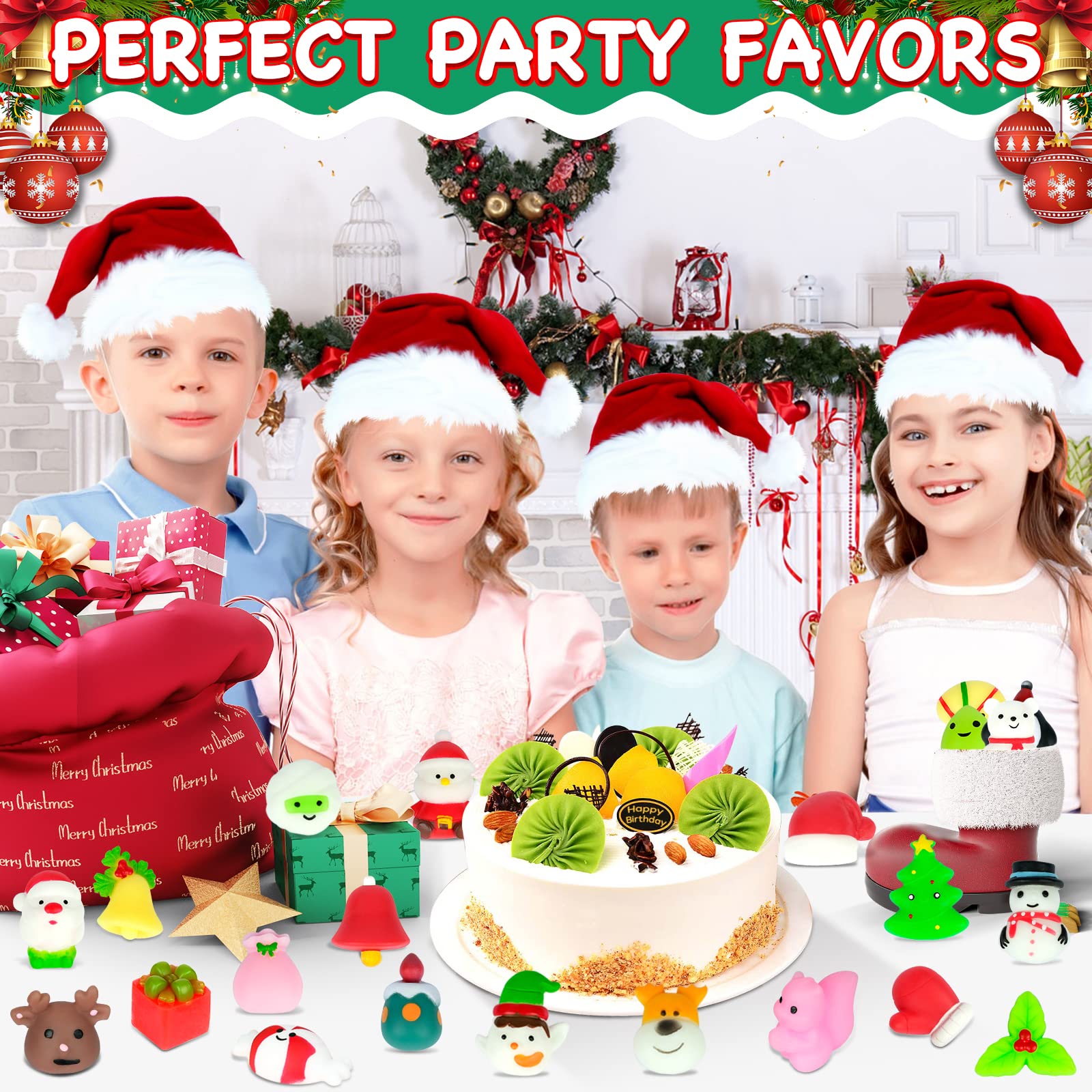 30Pcs Christmas Squishy Toys - Kawaii Animal Mochi Stress Relief Toys for Kids, Party Favors, Birthday Goodie Bags, Stocking Stuffers & Classroom Prizes - Perfect for Holiday Gifts, Party Decorations and Sensory Play