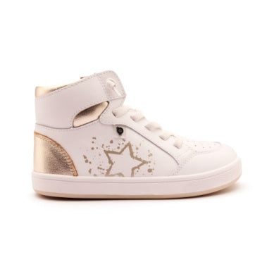 Old Soles White Gold Mid Top Sneakers for Women - Comfortable Casual Walking Shoes for Everyday Wear | Perfect for Work, Gym & Outdoor Activities