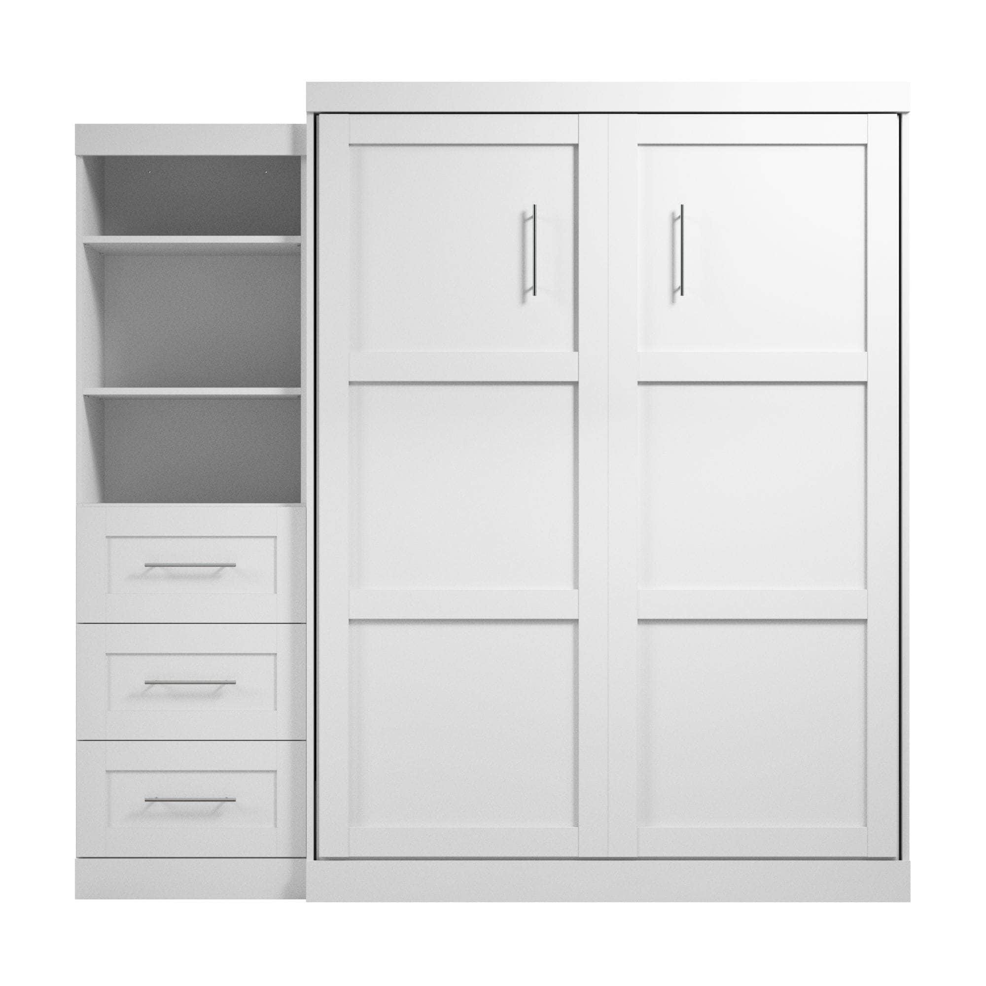 Queen Murphy Wall Bed with Storage Drawers - Space-Saving Foldable Bed for Small Rooms, Apartments & Guest Rooms (90