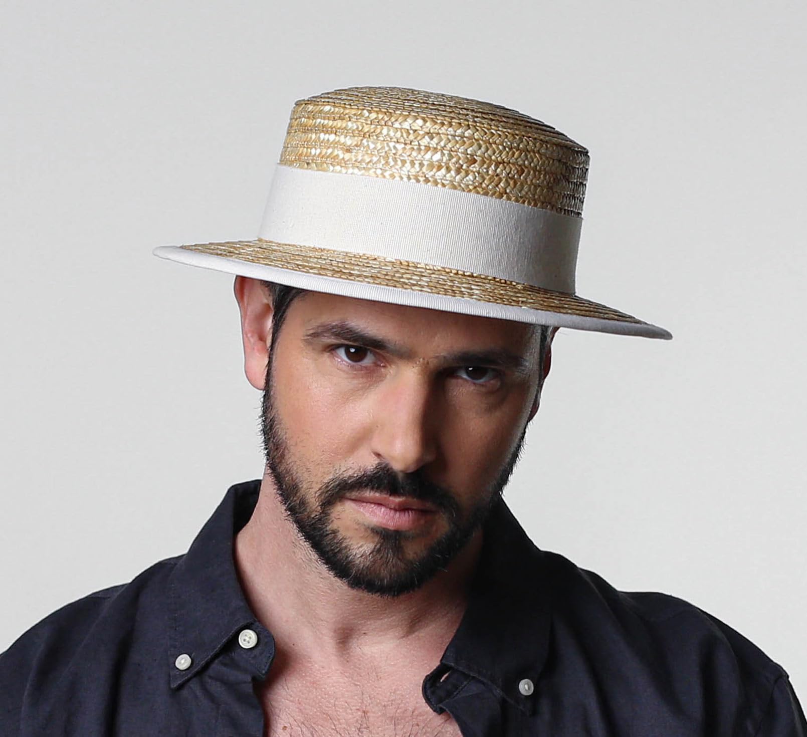 Gondolier Boater Hat - Classic Straw Hat for Men & Women - Perfect for Venetian Costumes, Summer Outfits, and Themed Parties