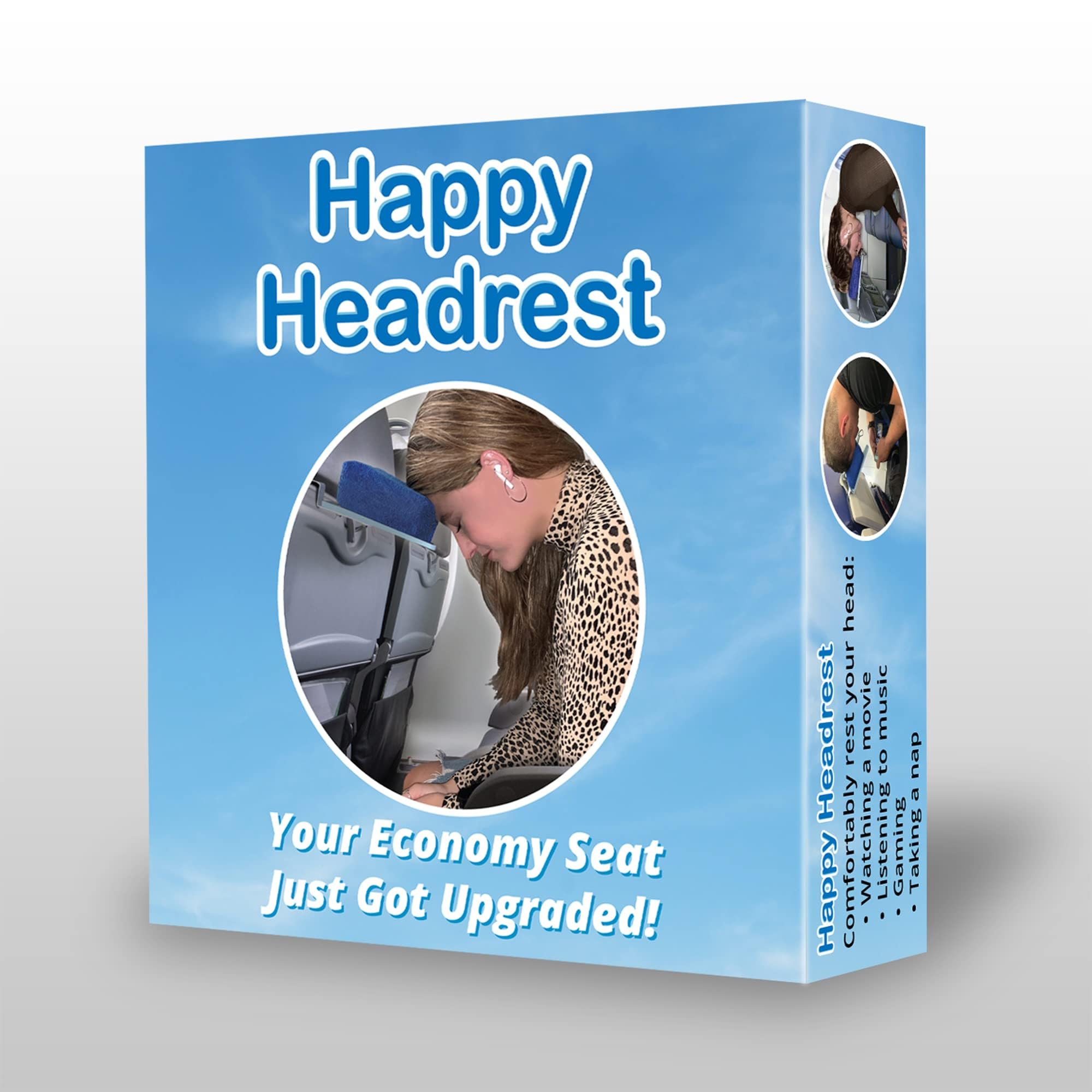 Happy Headrest Travel Pillow for Airplane Sleeping - Ultra Comfortable Face Down Travel Pillow, Lightweight & Machine Washable - Perfect for Long Flights, Road Trips & Office Naps