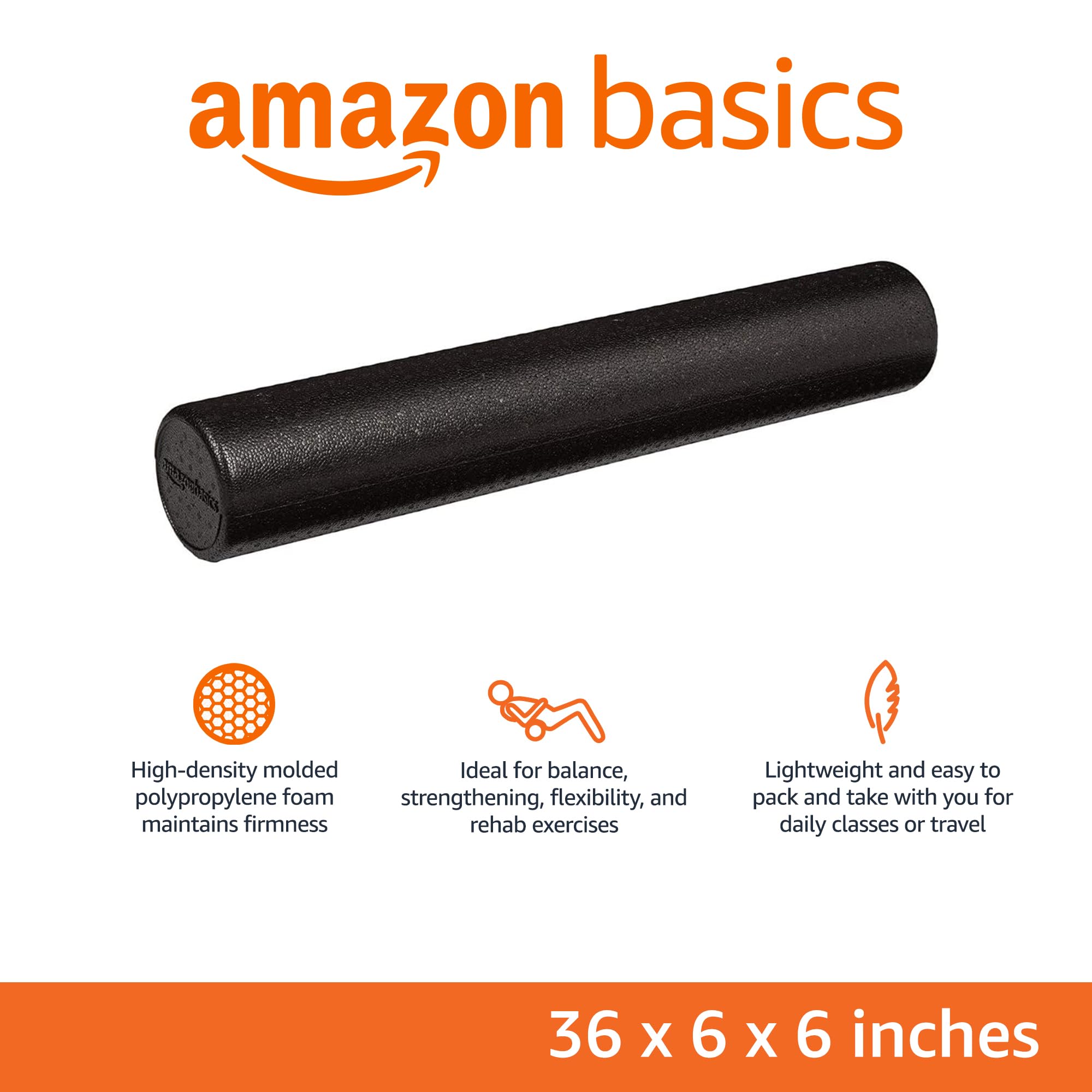 Amazon Basics High Density Foam Roller for Muscle Recovery, Yoga, Pilates & Workout - Perfect for Post-Exercise Massage, Physical Therapy & Fitness Training