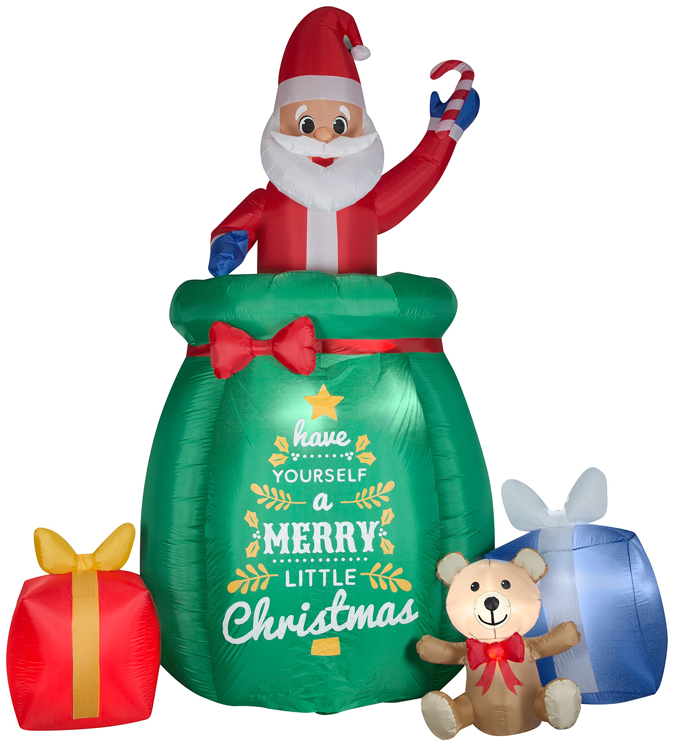 10ft Tall Gemmy Animated Airblown Inflatable Santa in Gift Sack - Christmas Yard Decoration for Outdoor Holiday Decor