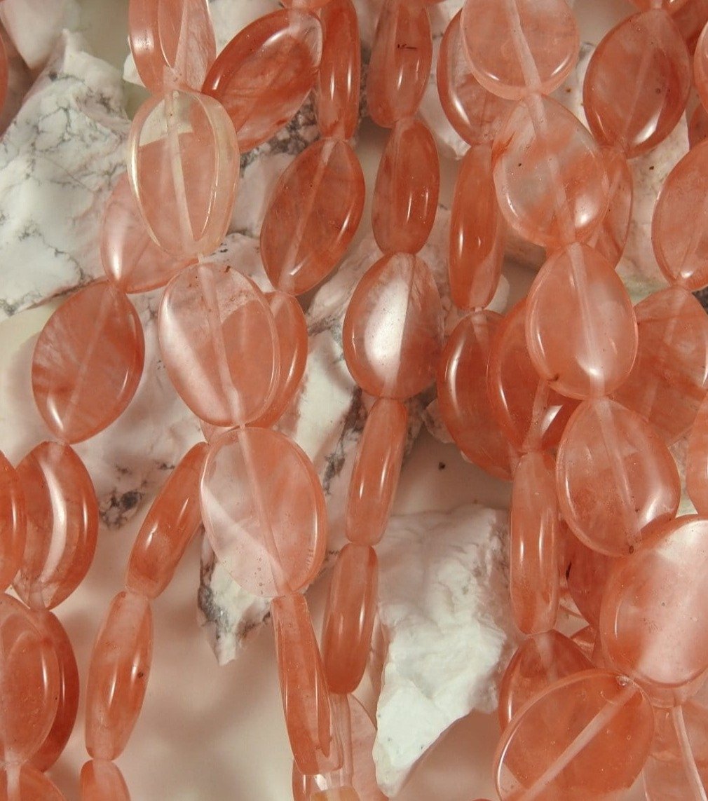 Natural Cherry Quartz Oval Beads Strand - 15 Inch Gemstone Beading Supplies for Jewelry Making, DIY Crafts & Healing Crystal Bracelets | Perfect for Spiritual Gifts, Meditation & Energy Work