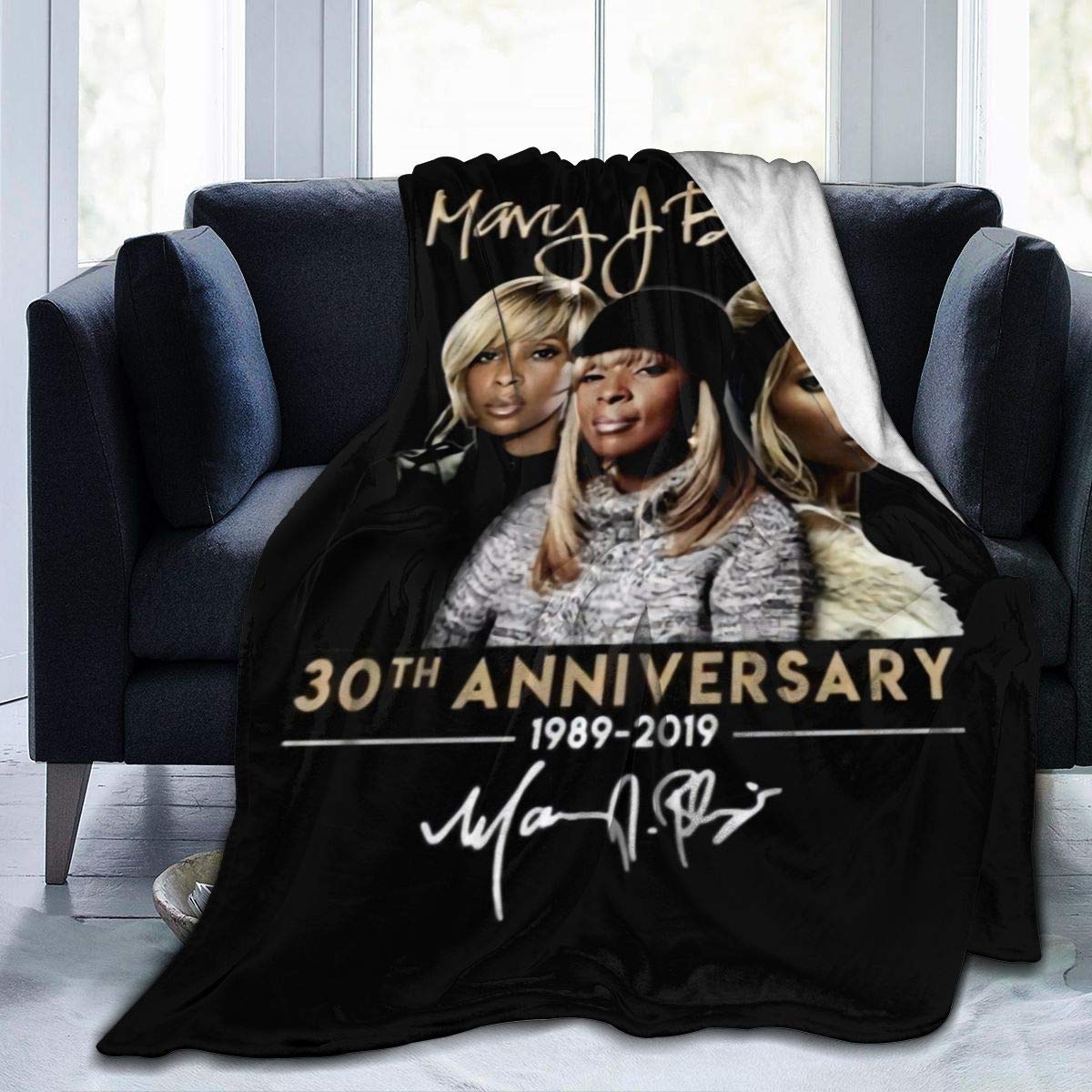 Mary J Blige Ultra Soft Flannel Fleece Blanket - All Season Micro Velvet Throw - 60