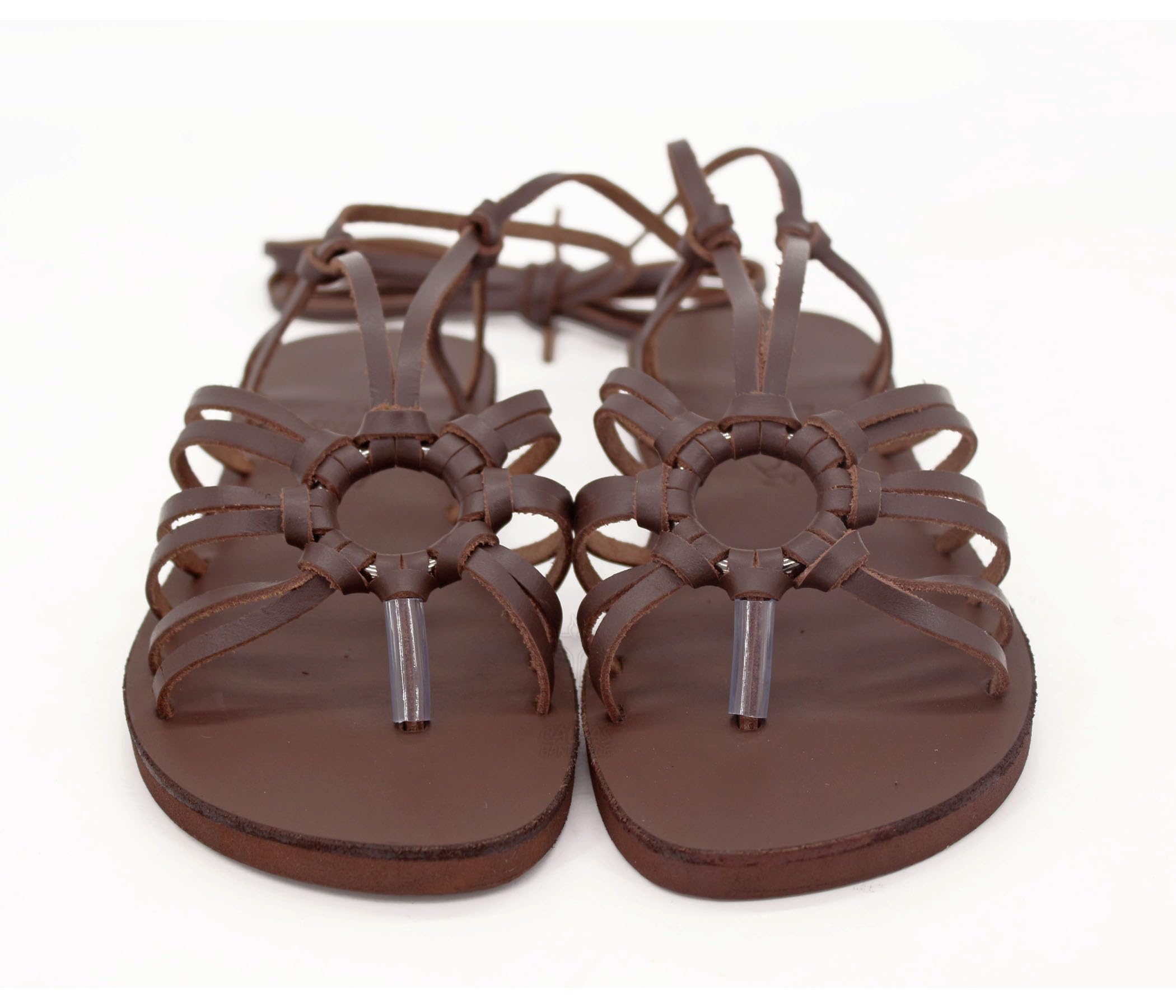 Strappy Flats | Genuine Leather Lace-Up Sandals with Silver Rings | Barefoot Tie-Up Sandals for Women - SPIDER | Perfect for Beach, Summer Outfits & Boho Fashion
