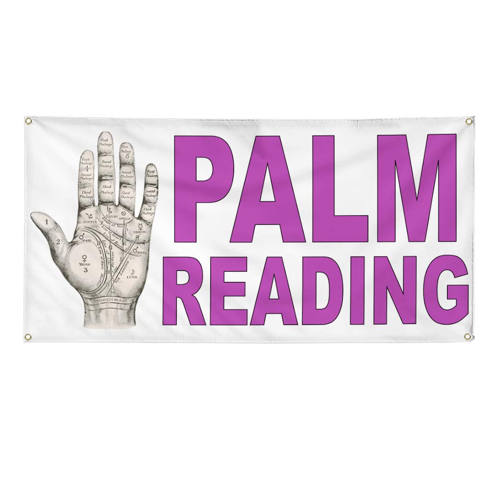 Premium Vinyl Banner - Palm Reading Purple Fantasy Design - Weatherproof & Durable for Outdoor Use - Multiple Sizes (60x144 Inches) with 10 Grommets - Perfect for Yard Signs, Events, and Industrial Advertising