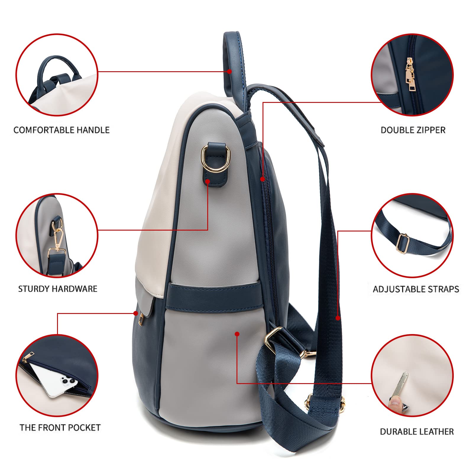 CHERUTY Women's PU Leather Anti-Theft Backpack Purse - Stylish Casual Shoulder Bag & Satchel for Ladies | Perfect for Work, Travel & Daily Commute
